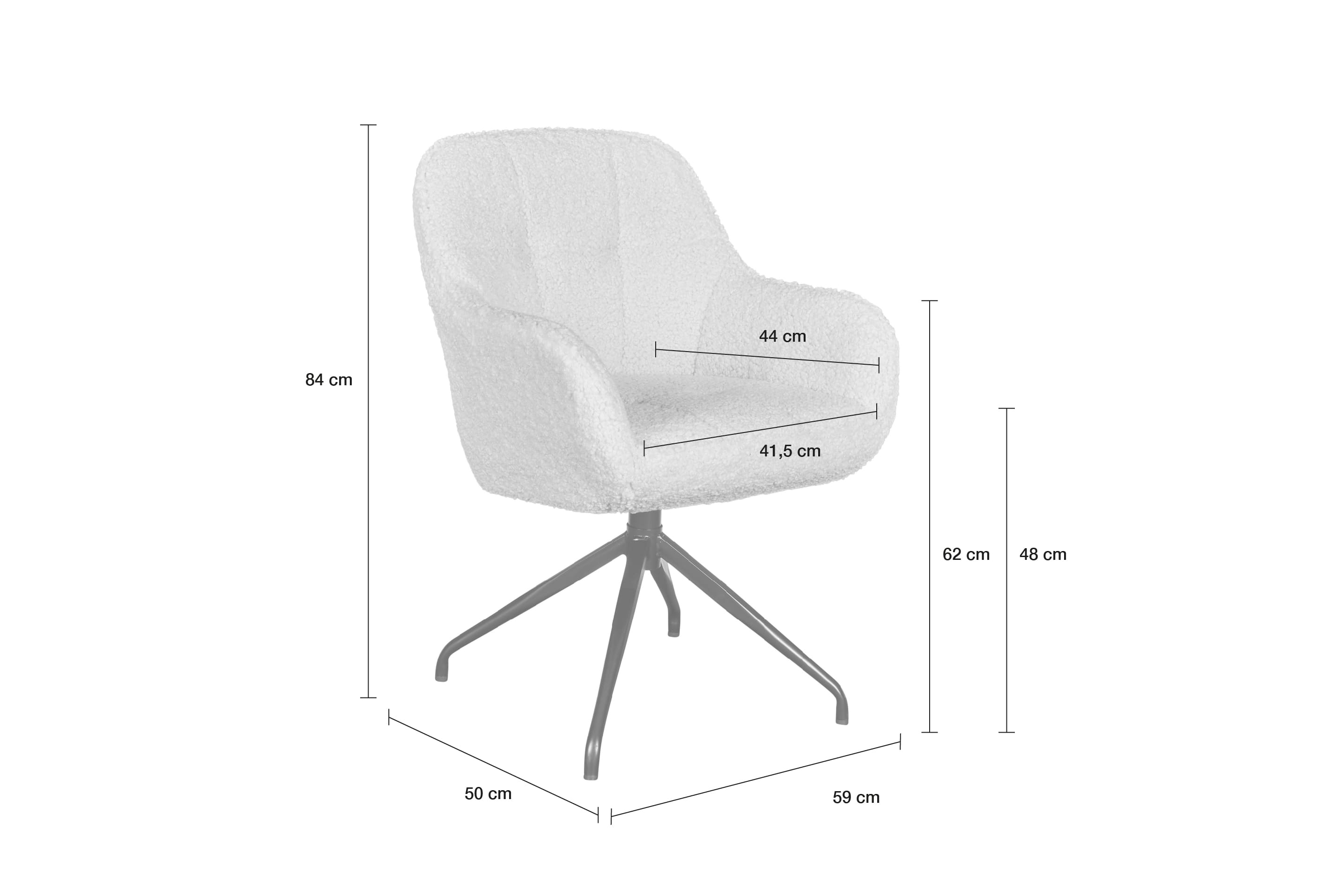 LC Home Essgruppe Trevina 5tlg. Esstisch Akazie U-Gestell 180cm + 4x Esszimmerstuhl Teddystoff Creme-weiß