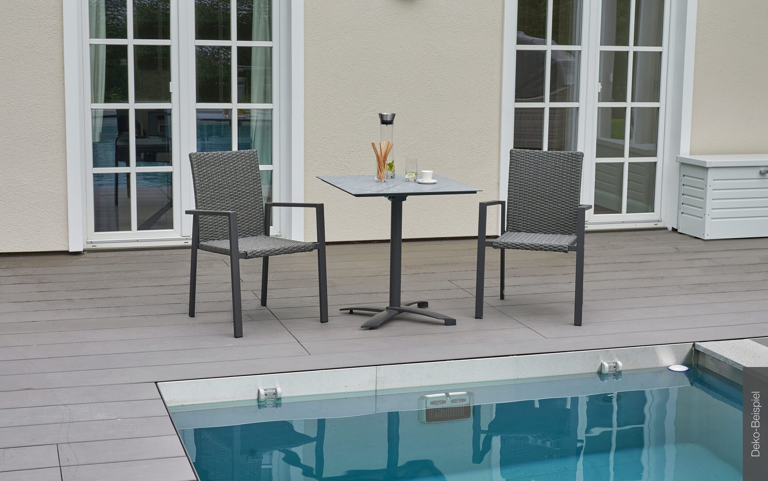 LC Garden Balkontisch »France« quadratisch anthrazit 70x70x74cm Glas-Keramik Tischplatte