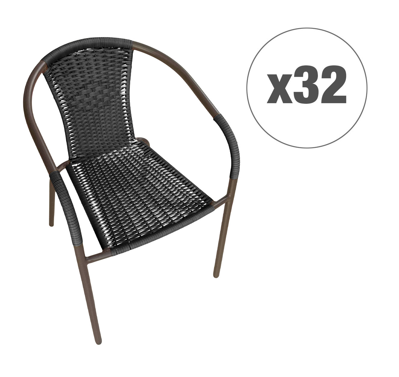 LC Garden 32er Set »Garvista« Gartenstuhl braun/schwarz Metall/PE-Rattan Stapelstuhl Bistrostuhl  