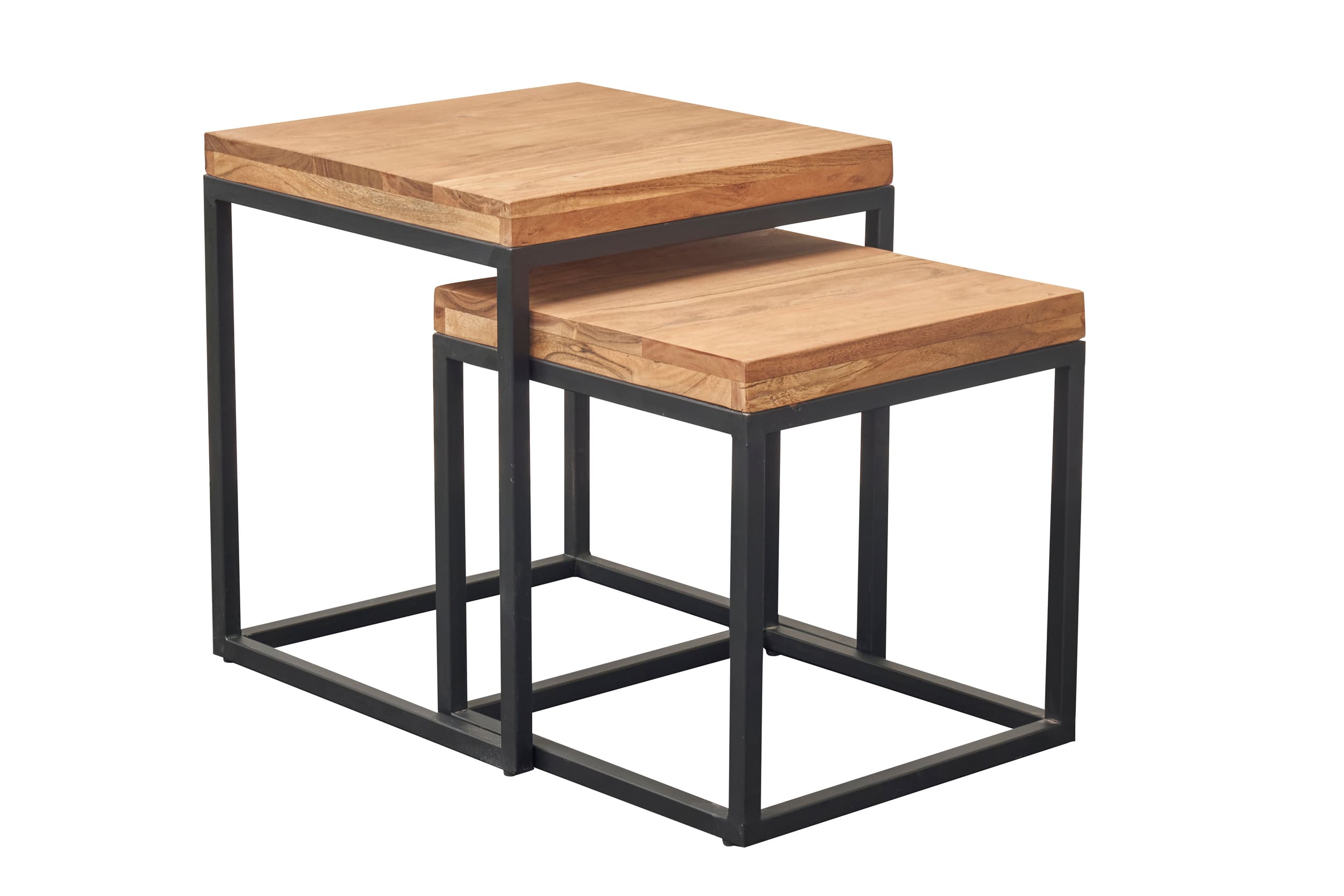 LC Home 2er Set Beistelltisch Akazie Massivholz 50x45x45cm