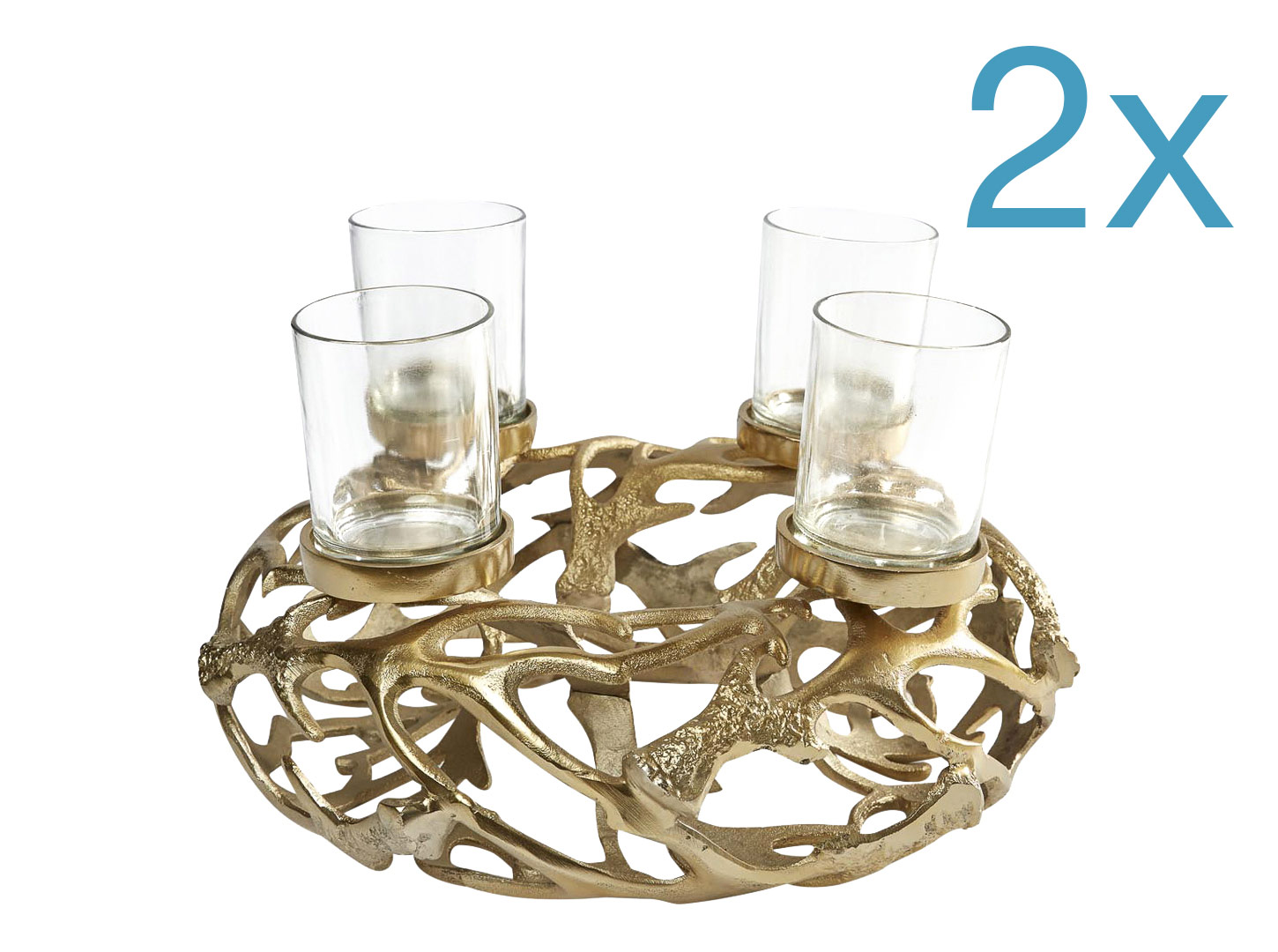 LC Home 2er Set Dekokranz »Geweih« gold Aluminium Nickel