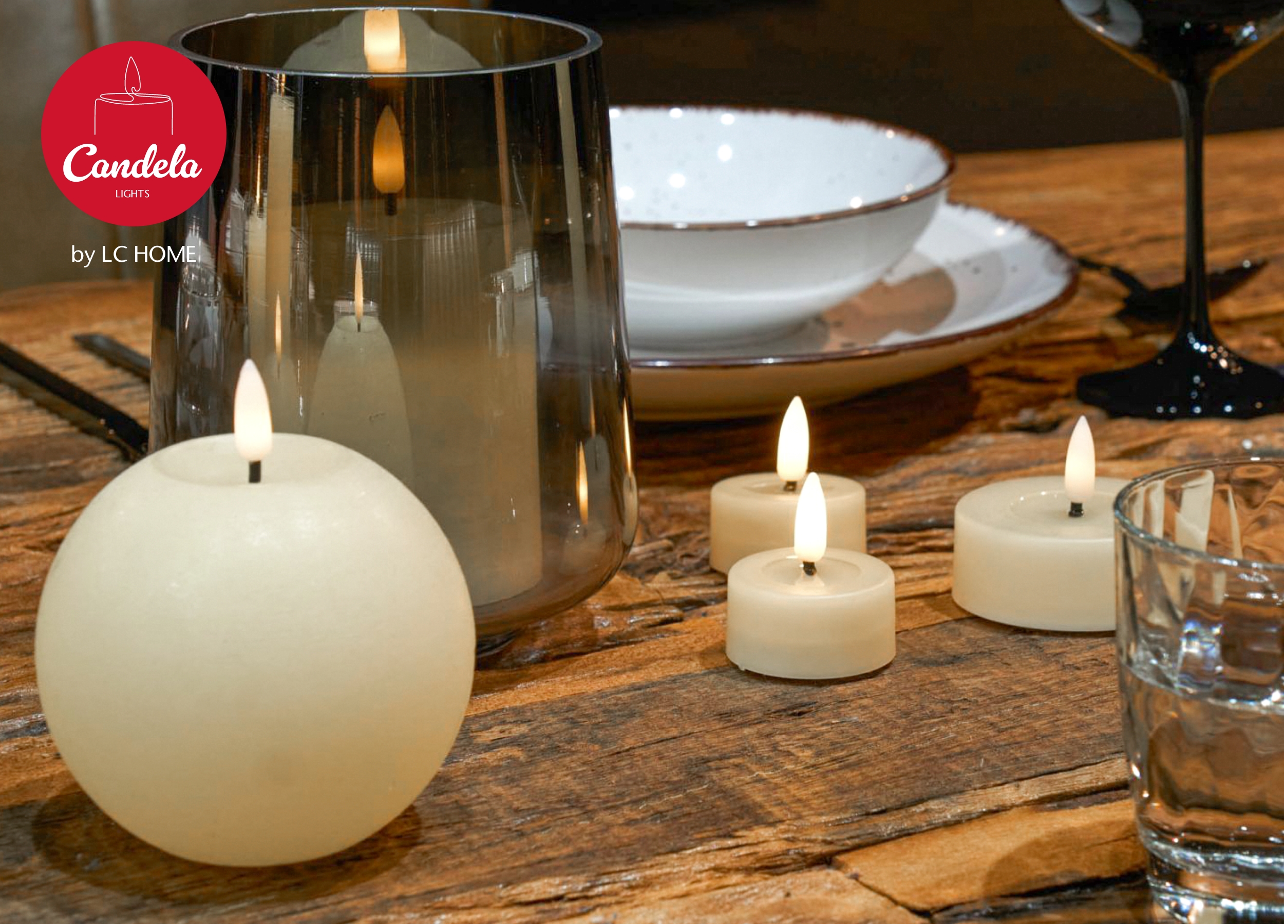 Candela Lights LED Kerzen 12er Set Ø6,8cm creme Teelicht mit Fernbedienung & Timerfunktion Flammenlose flackernde LED-Kerze mehrstufig dimmbar