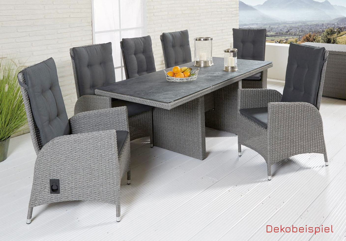 LC Garden »Modesto« Dining Esstisch Gartentisch 192x90cm Glas- Keramik grau