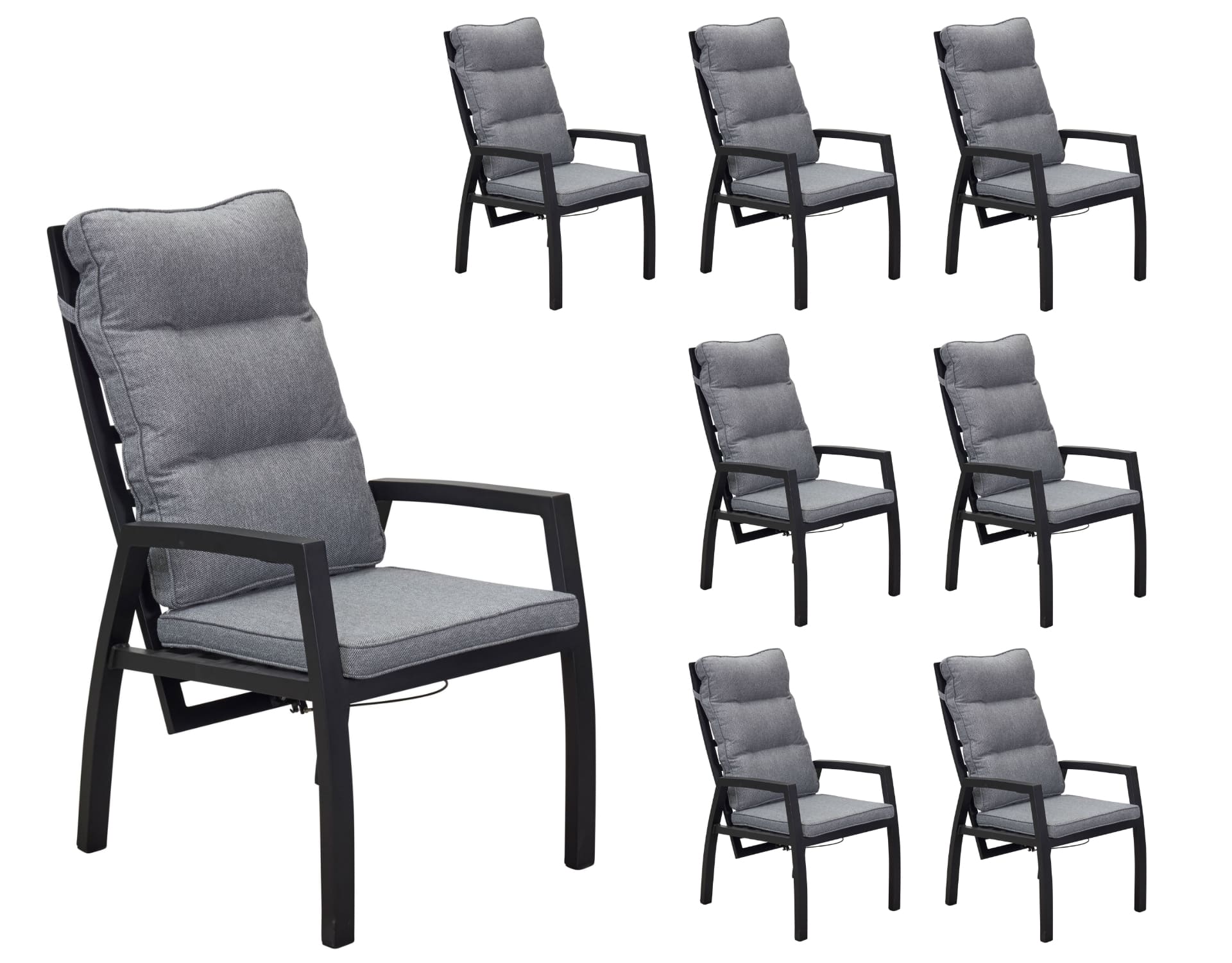 LC Garden 8er Set »Sondrino« Positionsstuhl schwarz Gartenstuhl Verstellsessel
