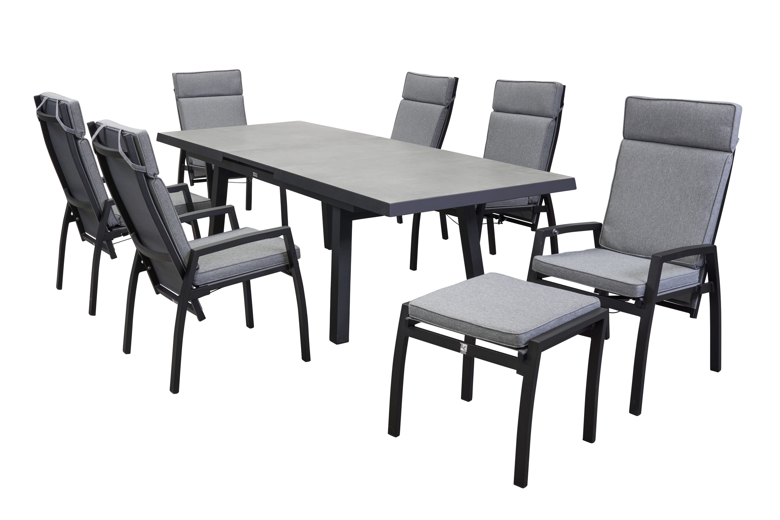 LC Garden »Sondrino« Dining Set V 7tlg. Sitzgruppe Textilen Gartenset schwarz