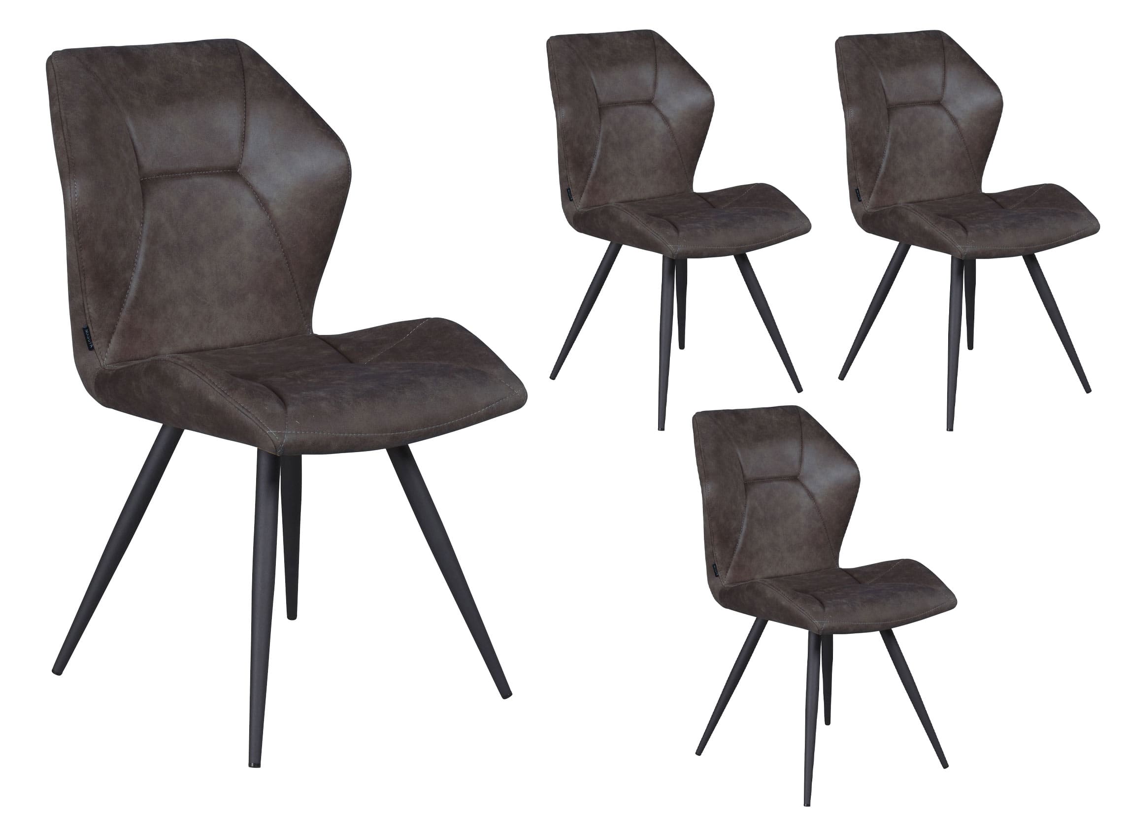 LC Home 4er Set Esszimmerstuhl »Tesla« Microfaser Polsterstuhl  Industrial Design anthrazit