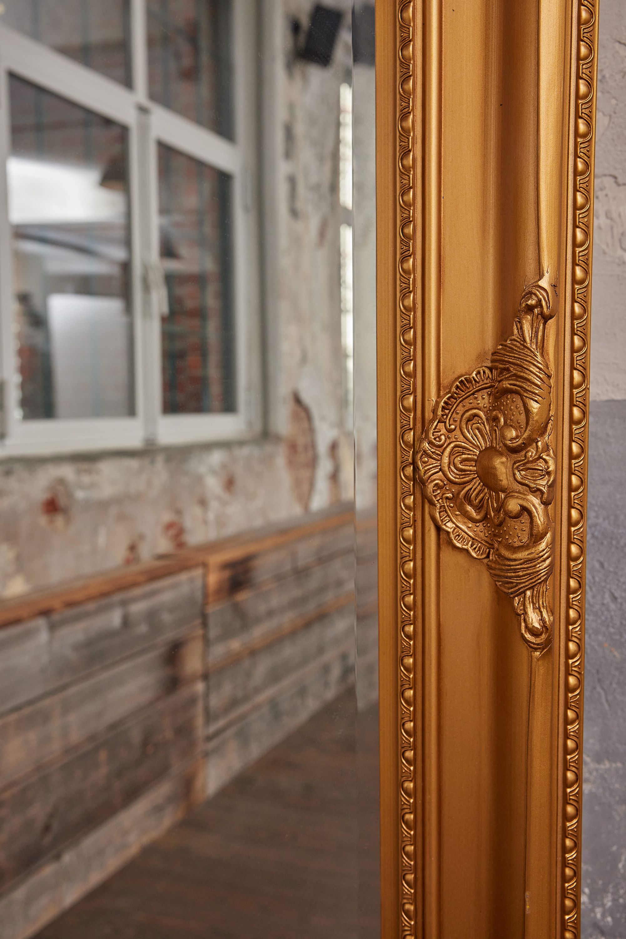 LC Home Wandspiegel Barock XXL Spiegel Gold ca. 200 x 100 cm Antik-Stil Ganzkörperspiegel