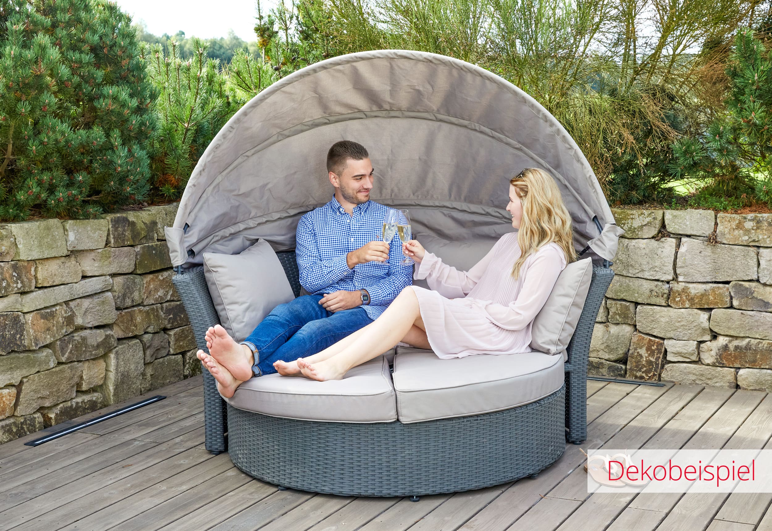 LC Garden »Miami« Living Sonneninsel grau-mix Strandkorb Liegewiese Lounge