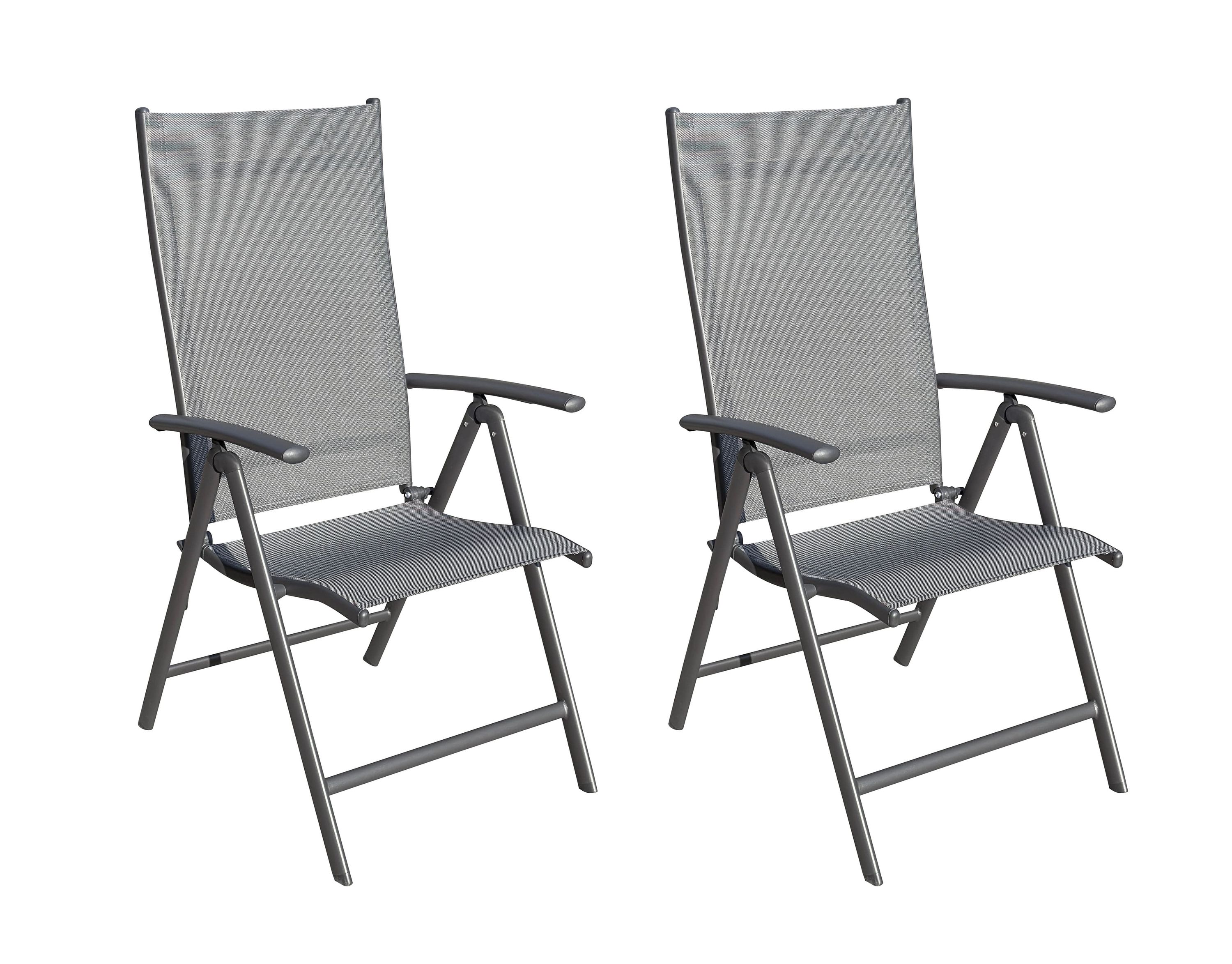 LC Garden »Garvio« 2er Set Klappsessel Verstellsessel anthrazit Textilen 7-fach verstellbar