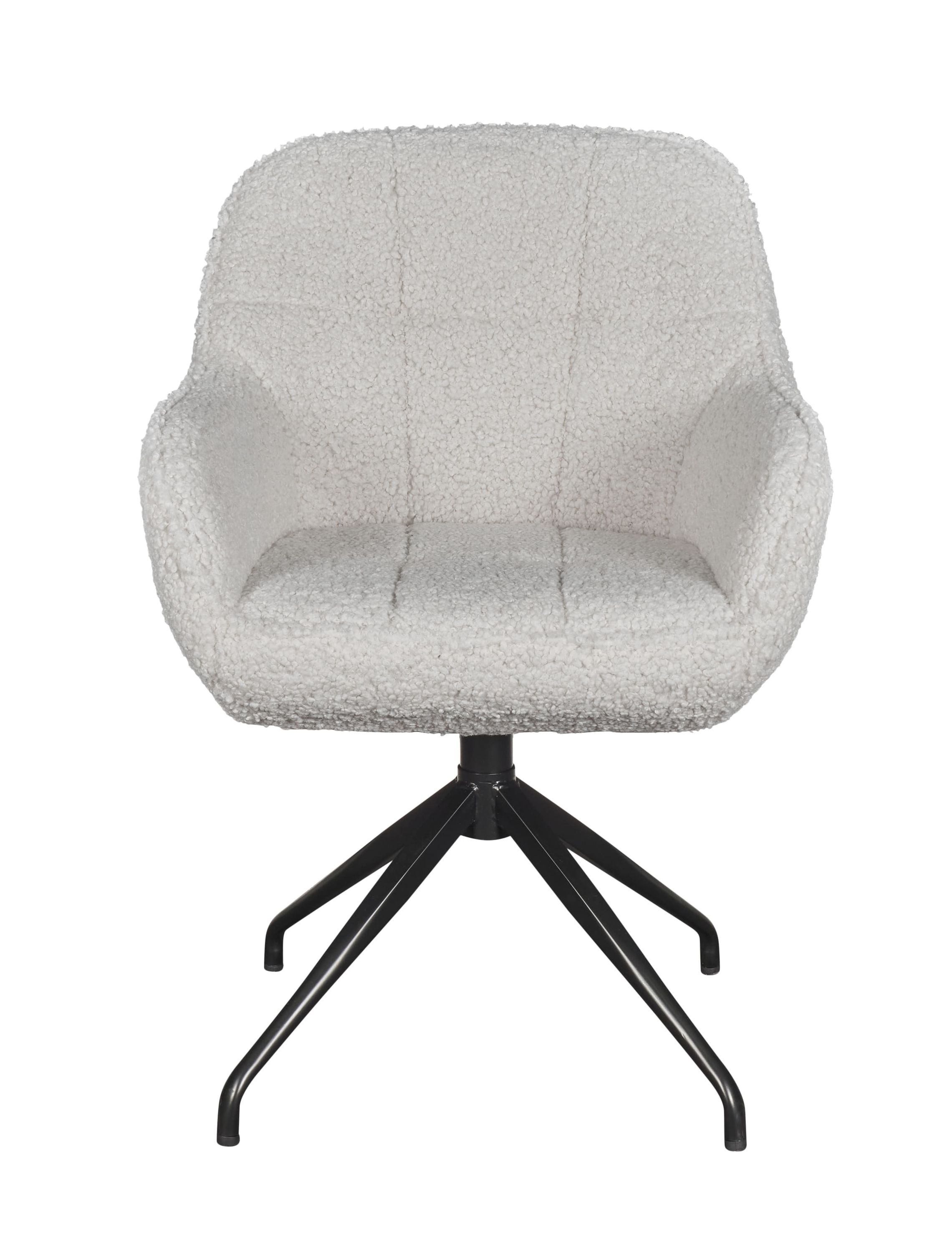 LC Home Essgruppe Trevina 5tlg. Esstisch Akazie U-Gestell 180cm + 4x Esszimmerstuhl Teddystoff Creme-weiß