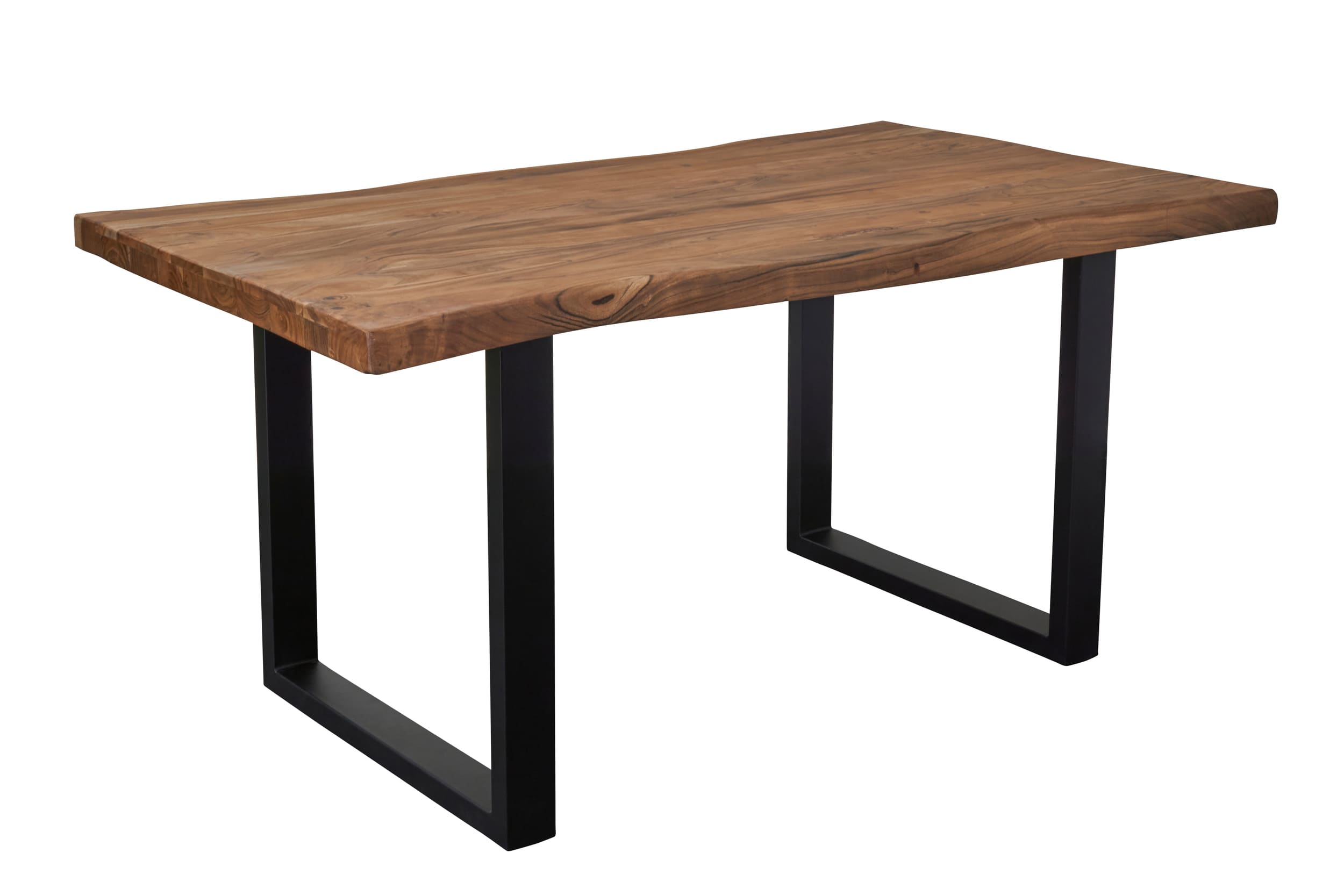 LC Home Esstisch 160x90cm Baumkante U-Metallgestell Holztisch Akazienholz Massivholz Industrial Design