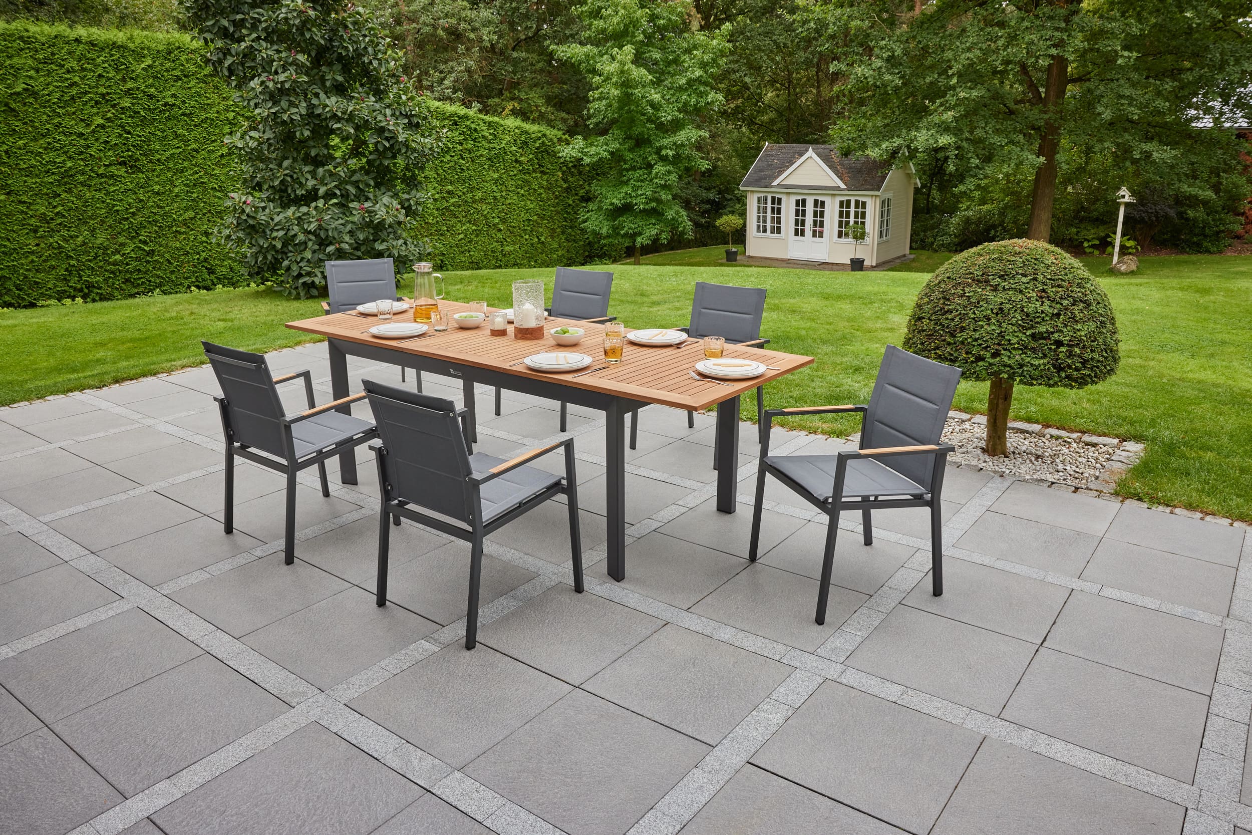 LC Garden »Unicamo« anthrazit Dining Set III 7tlg. Sitzgruppe Textilen Gartenset