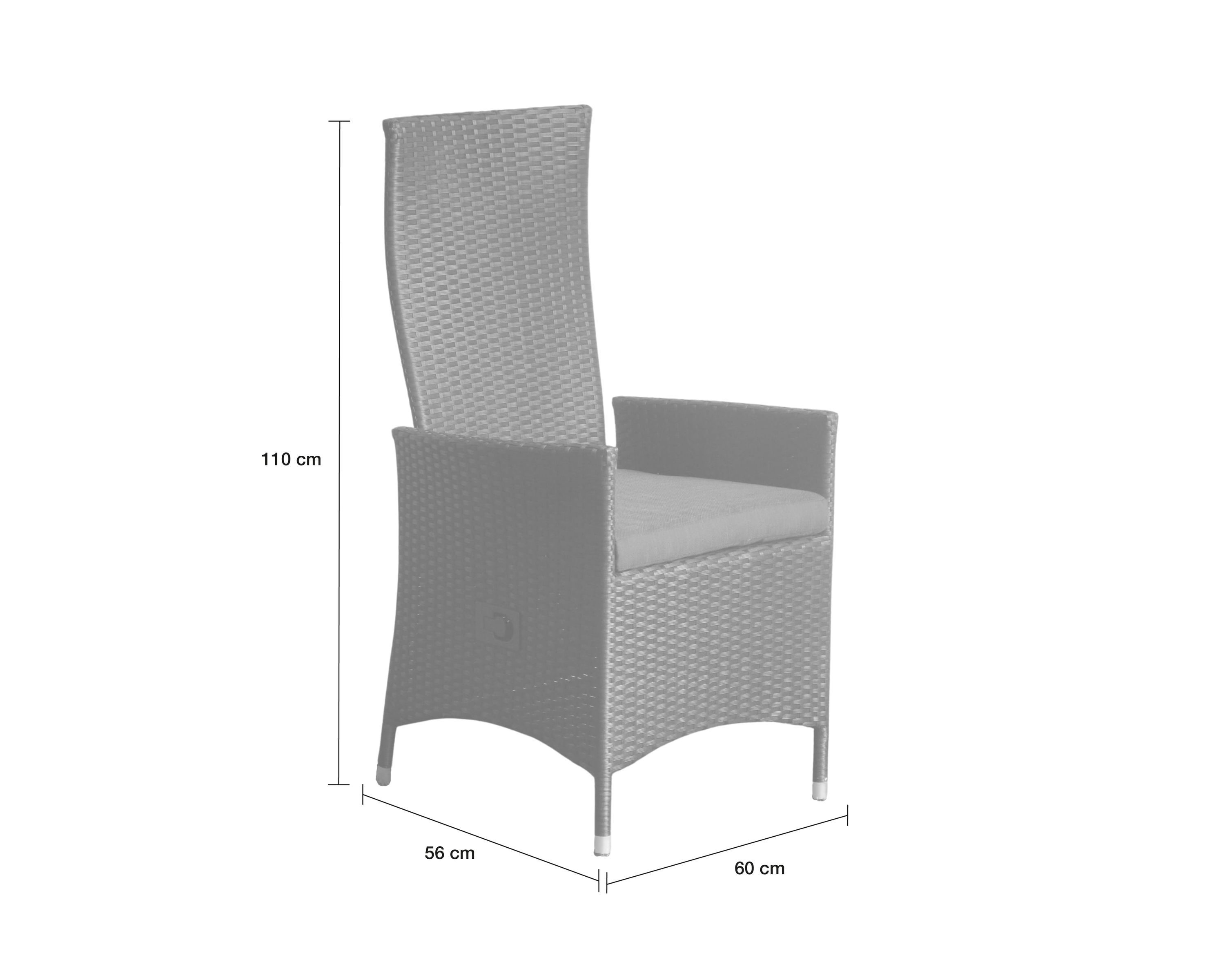LC Garden 8er Set »Diningo« Dining Positionsstuhl schwarz Gartenstuhl mit Kissen