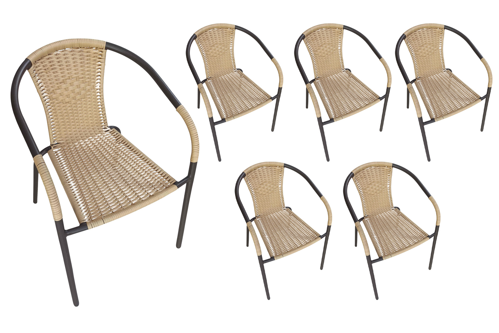 LC Garden 6er Set »Garvista« Gartenstuhl braun/gelb Metall/PE-Rattan Stapelstuhl Bistrostuhl  