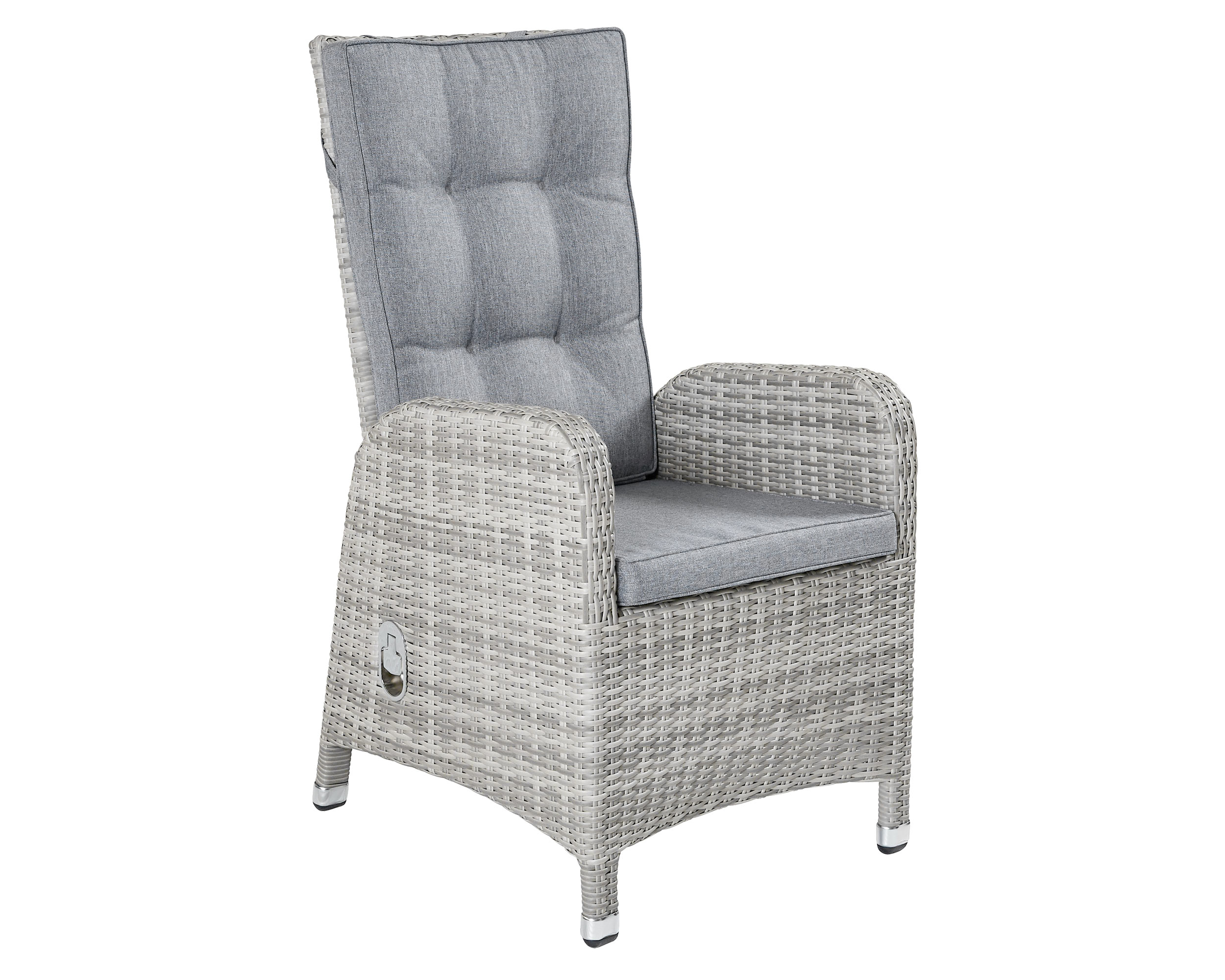 LC Garden »Nizza« 2er Set Dining Positionsstuhl + Hocker inkl. Kissen weiß-grau