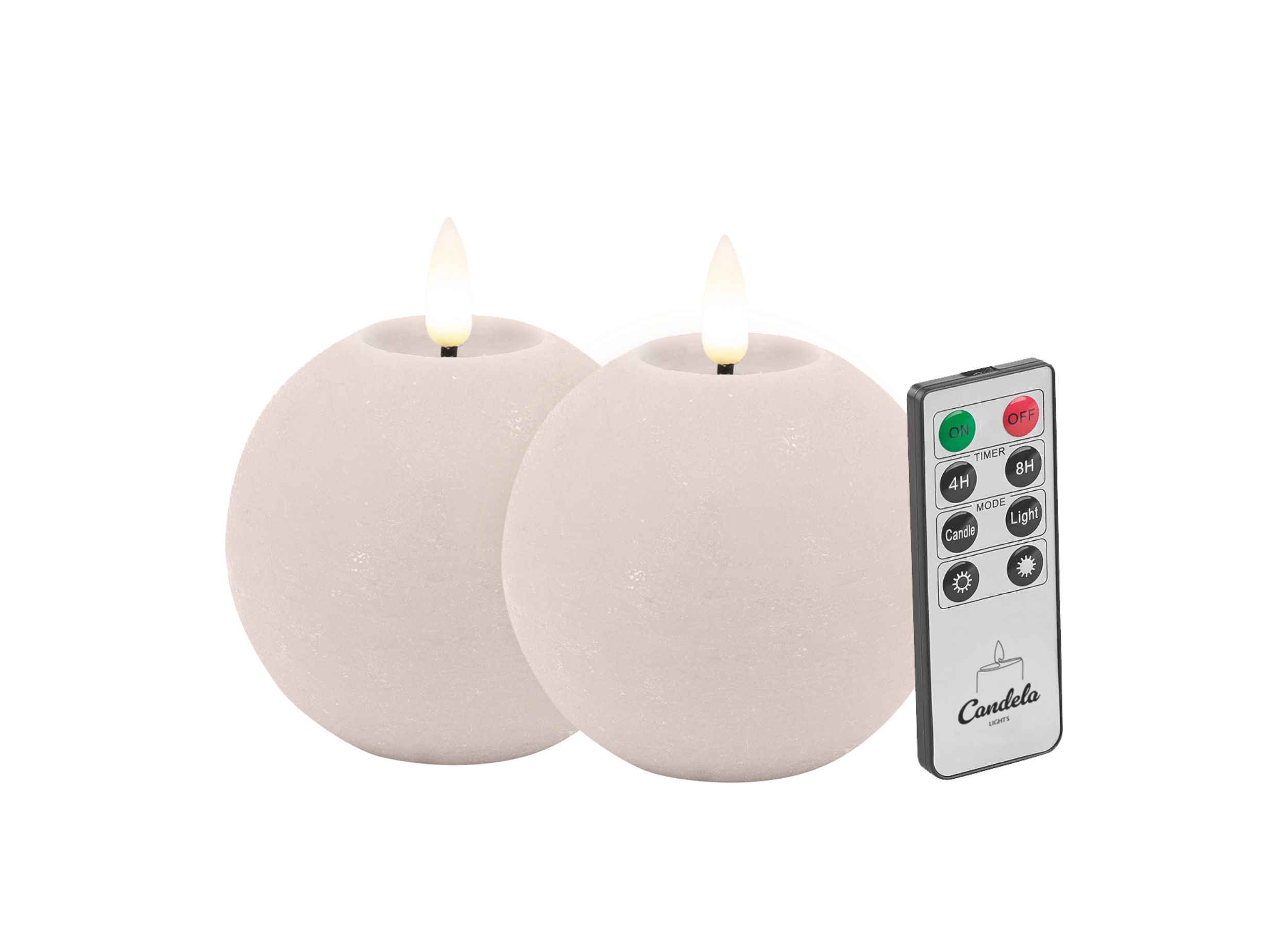 Candela Lights LED Kerzen 2er Set Ø8x7cm Summer Pink rustic Kugelkerze Echtwachs mit Fernbedienung & Timerfunktion Flammenlose flackernde LED-Kerze mehrstufig dimmbar