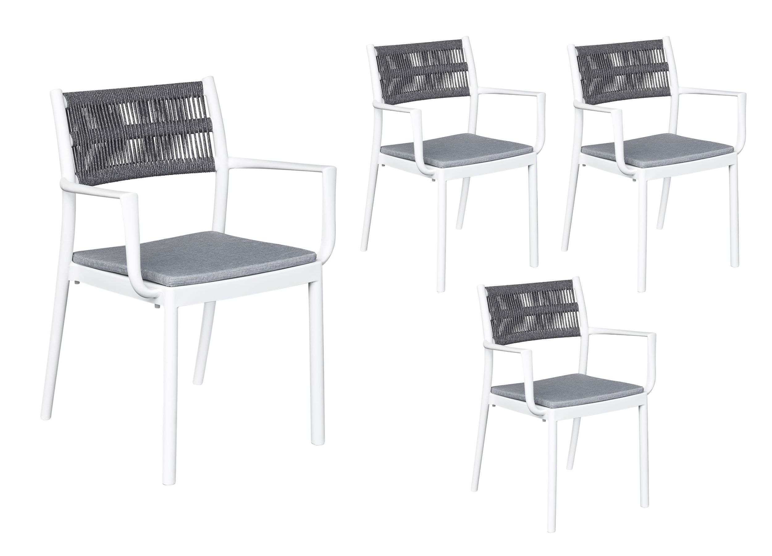 LC Garden Vona 4er Set Stapelstuhl 52,5x60x80cm weiß/anthrazit Gartenstuhl Bistrostuhl