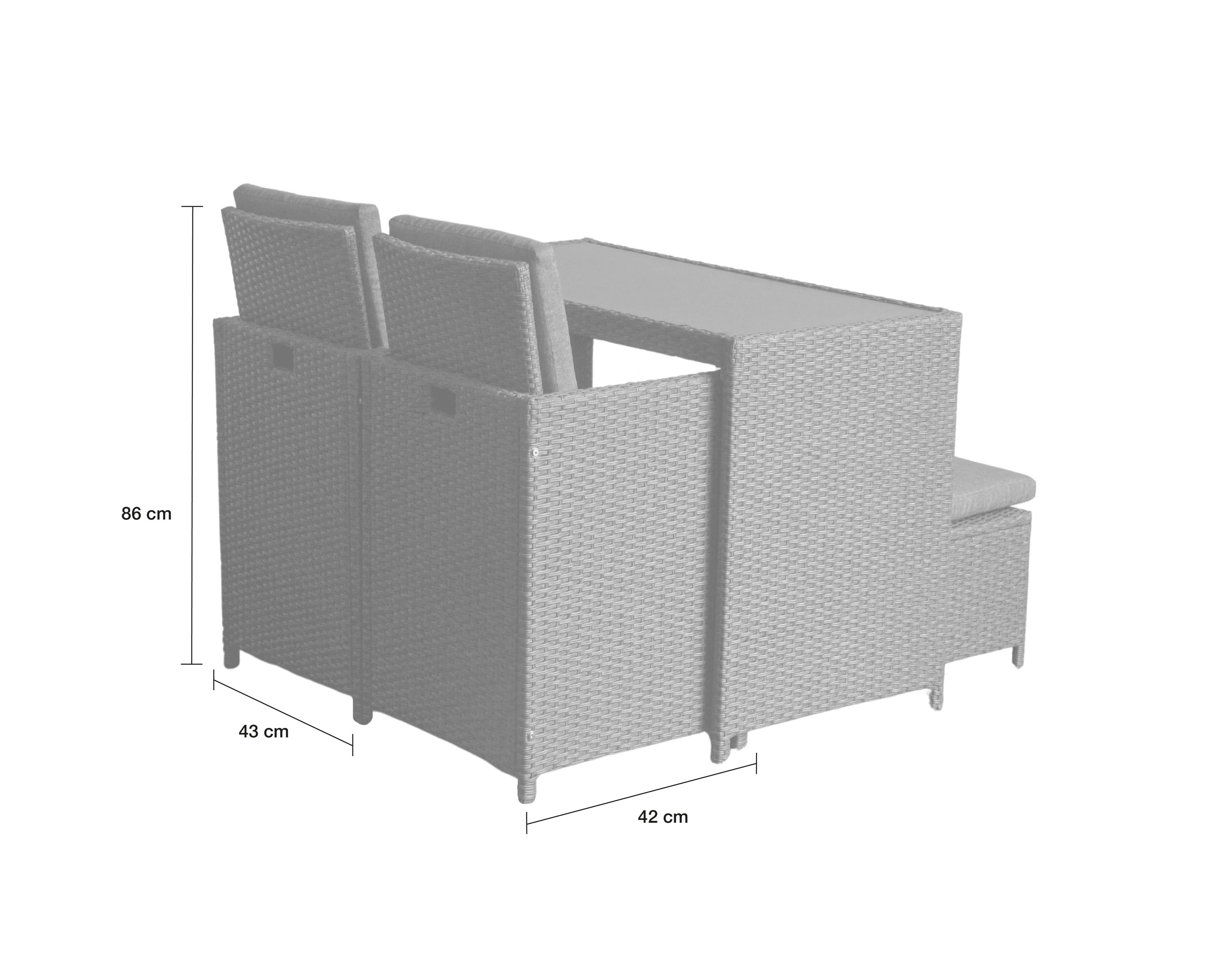 LC Garden »Verandio« Balkonset XL Steingrau 5tlg. Gartenset Terrassenset