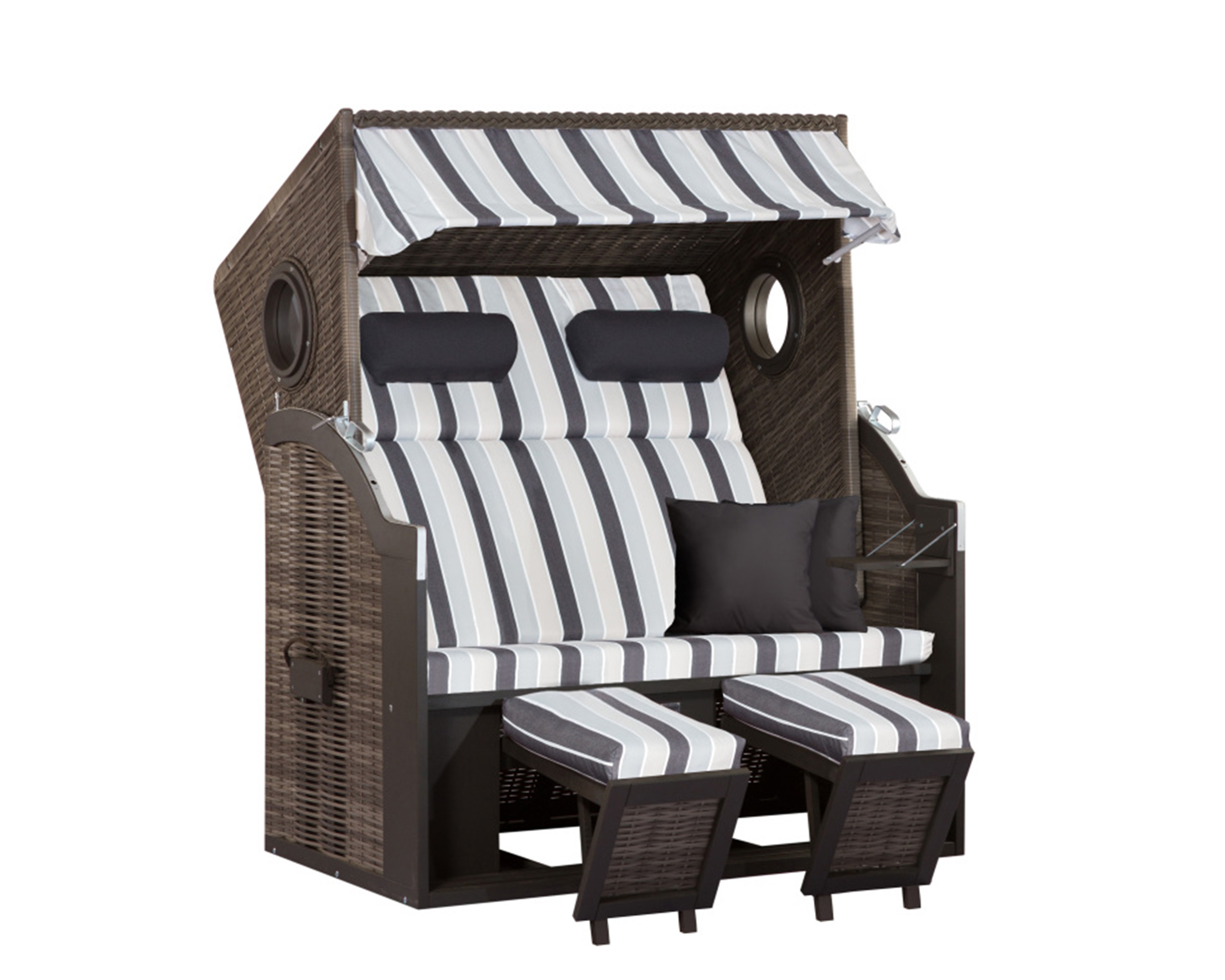 deVries Strandkorb PURE Wave XL PE grey Des. 435 braun glasiert