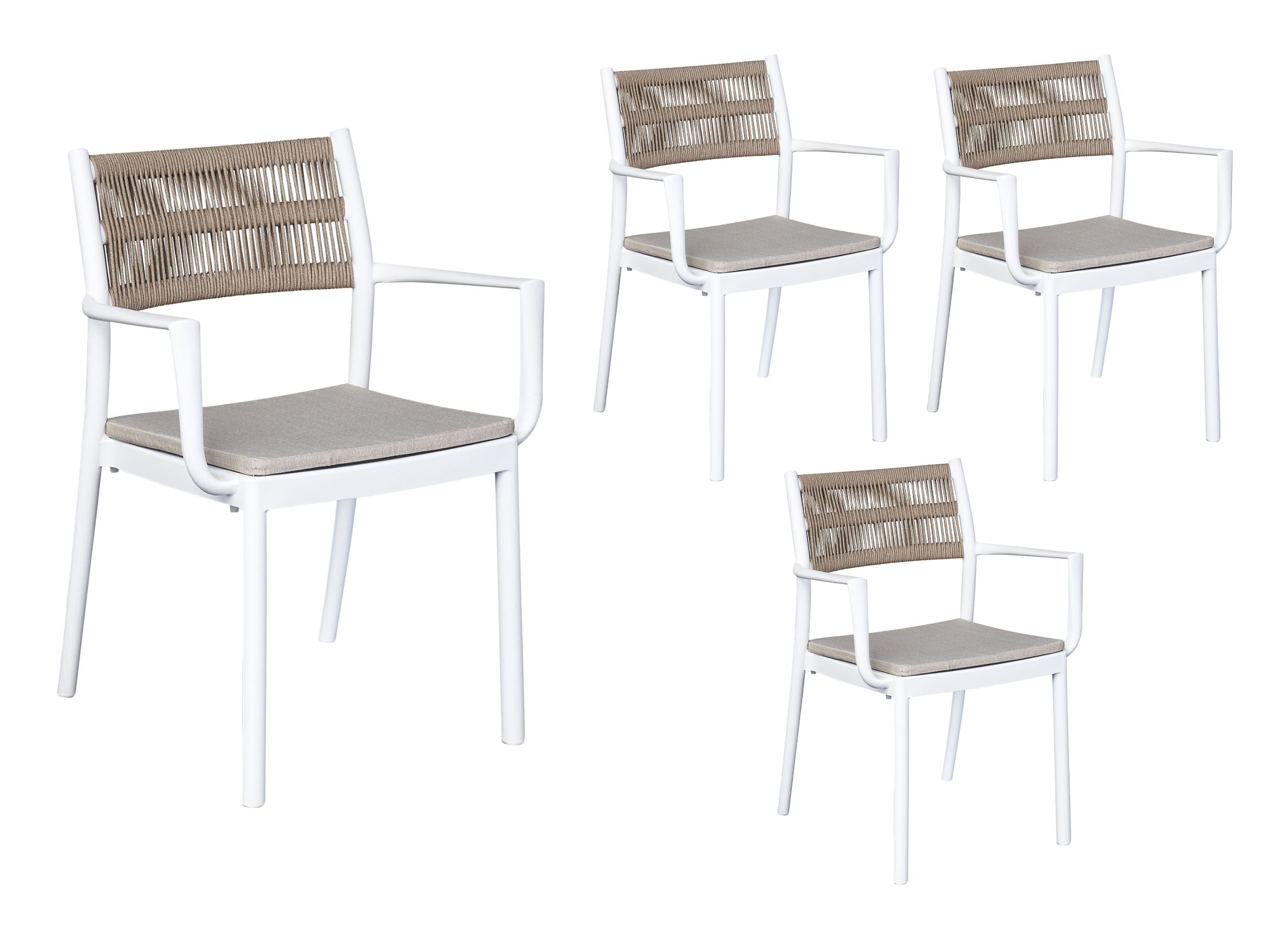 LC Garden Vona 4er Set Stapelstuhl 52,5x60x80cm weiß/natur Gartenstuhl Bistrostuhl