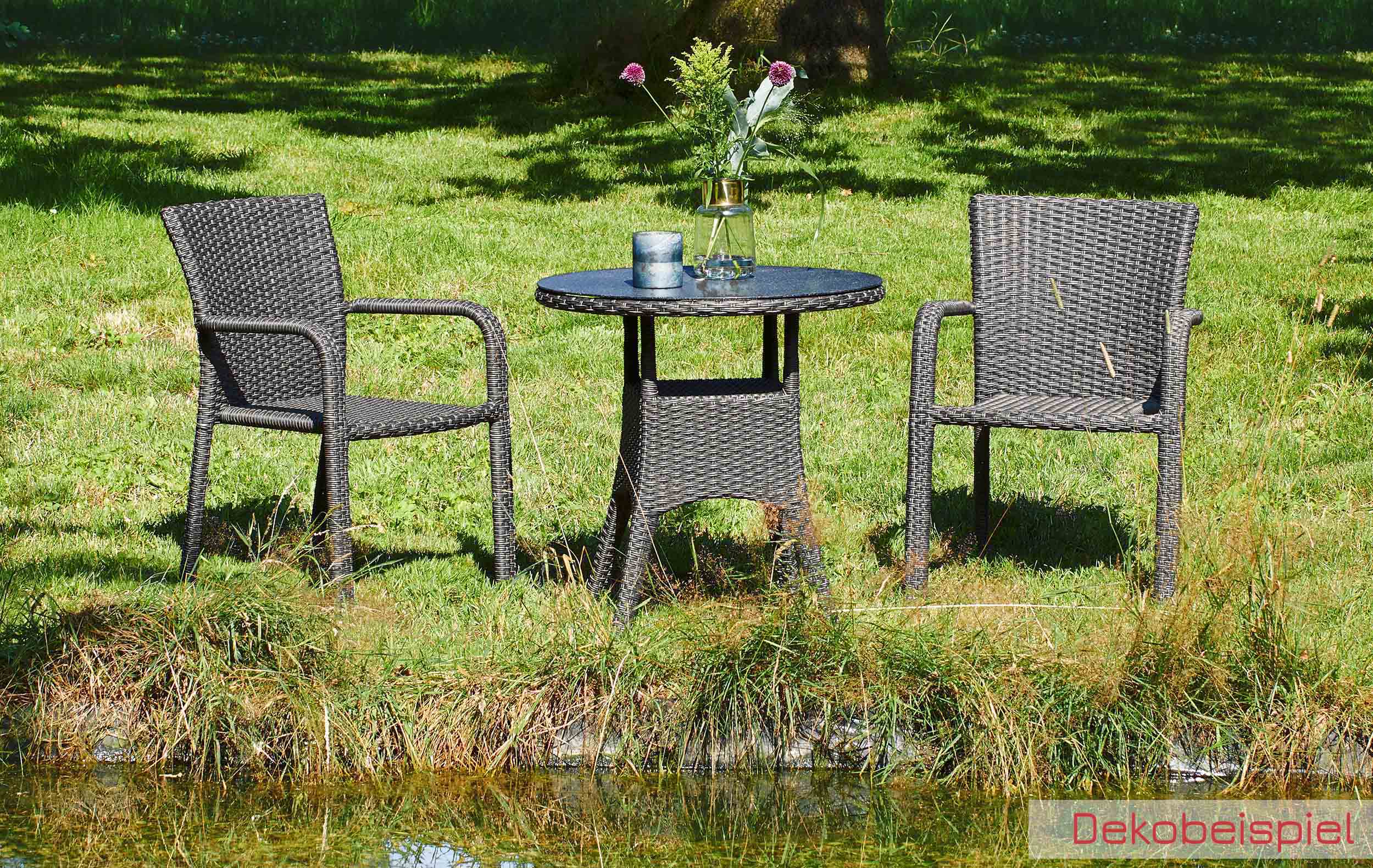 LC Garden »Barcelona« Dining 2er Set Stapelstuhl grau-mix Armlehnstuhl Gartenstuhl