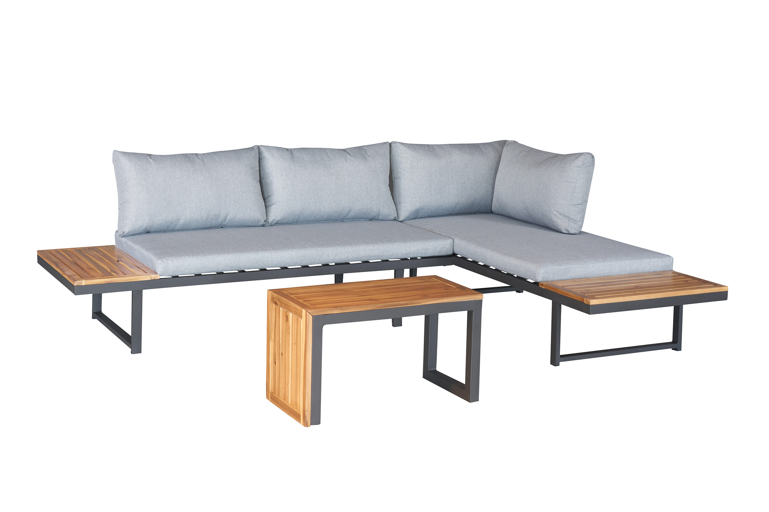 LC Garden »Sungardo« Gartenlounge Set 3tlg. Anthrazit aus Aluminium Akazie
