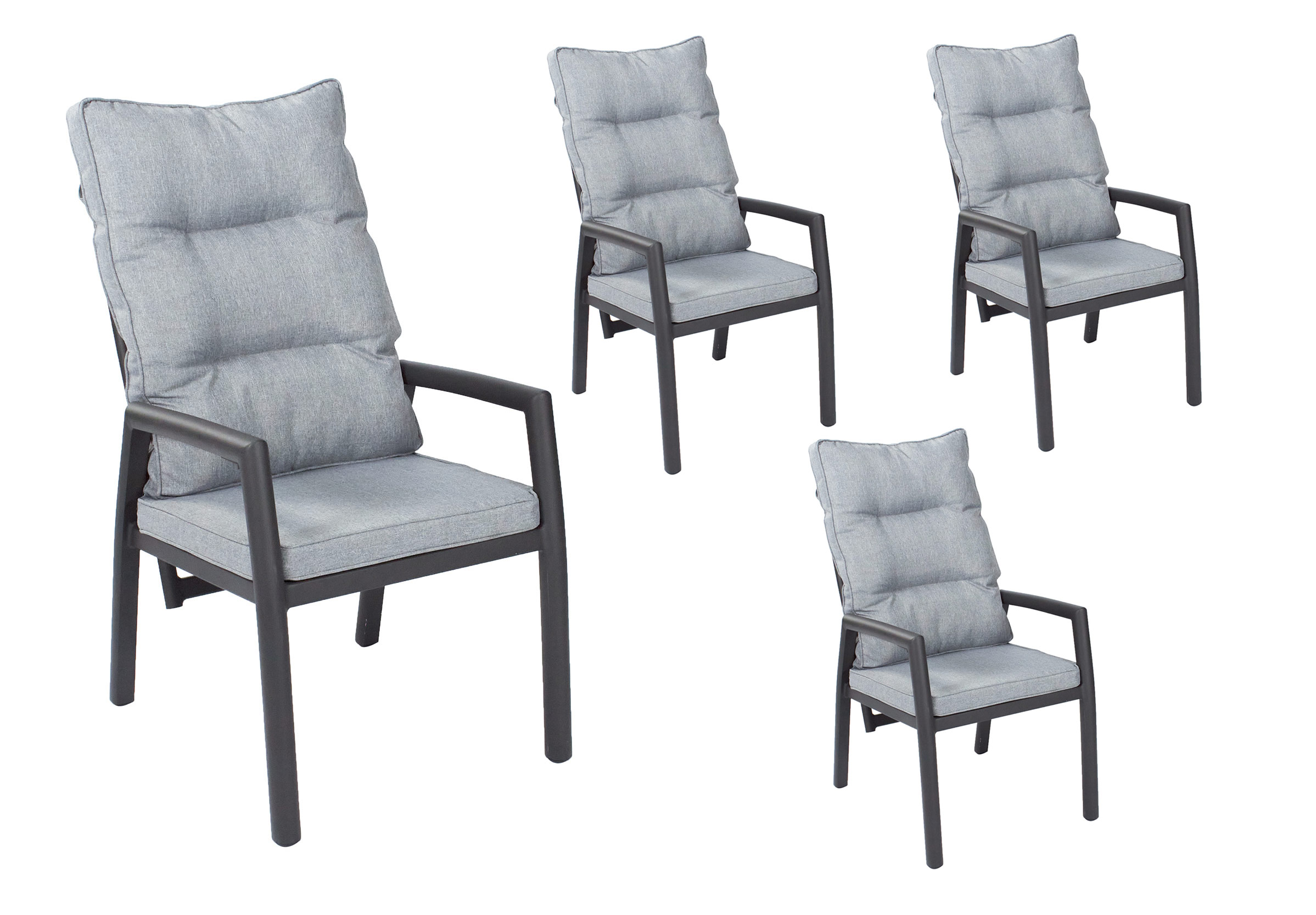 LC Garden »Bondino« Dining 4er Set Positionsstuhl Verstellsessel anthrazit- rund