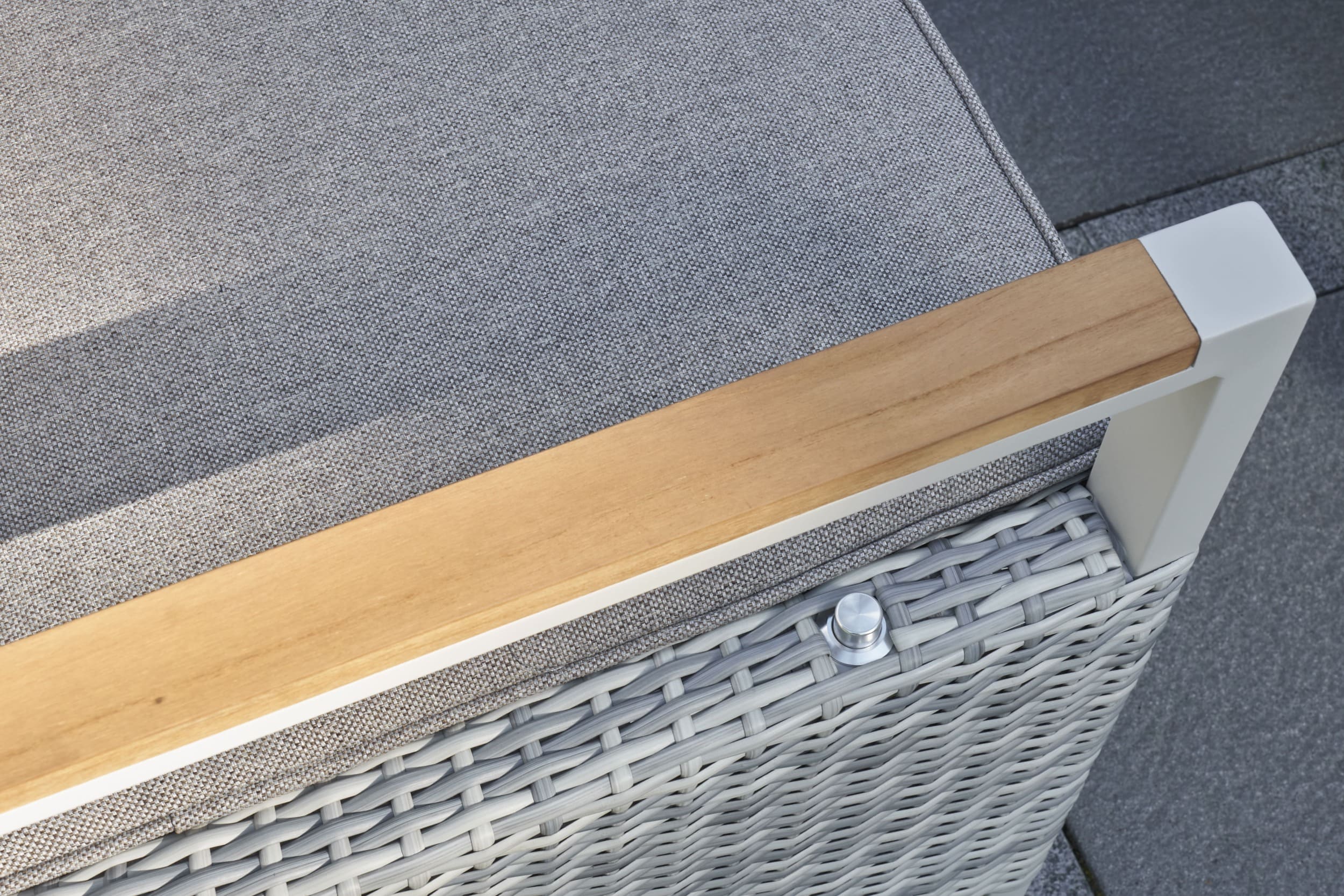 LC Garden 2er Set »Keramo« Positionsstuhl off-white/Teakholz Gartenstuhl mit Kissen