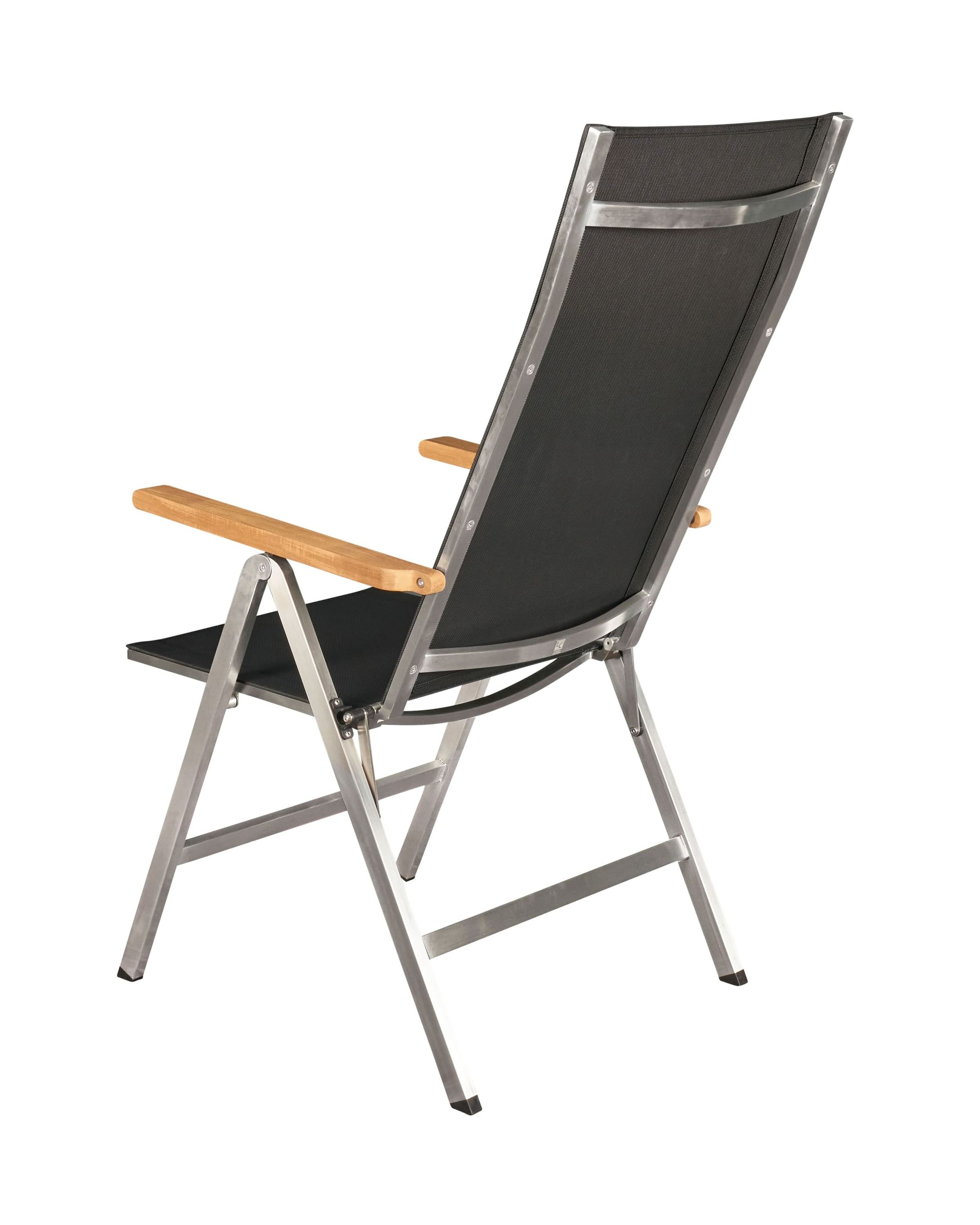 LC Garden 6er Set »Steelado« Klappsessel Textilen Edelstahl/schwarz Klappstuhl Teakholz Gartenstuhl