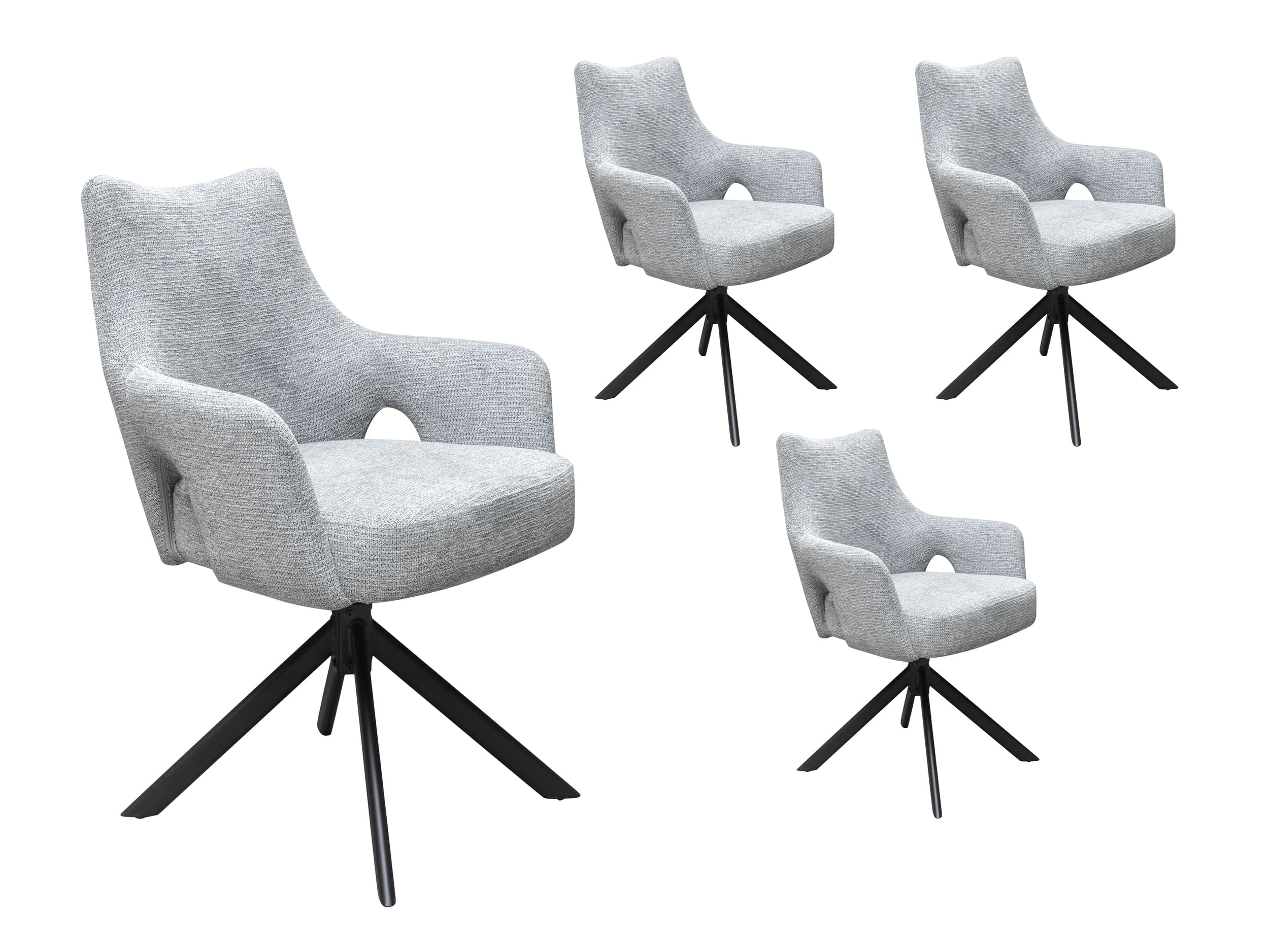 LC Home 4er Set Esszimmerstuhl Drehstuhl »Livrono« Webstoff Grau Polsterstuhl