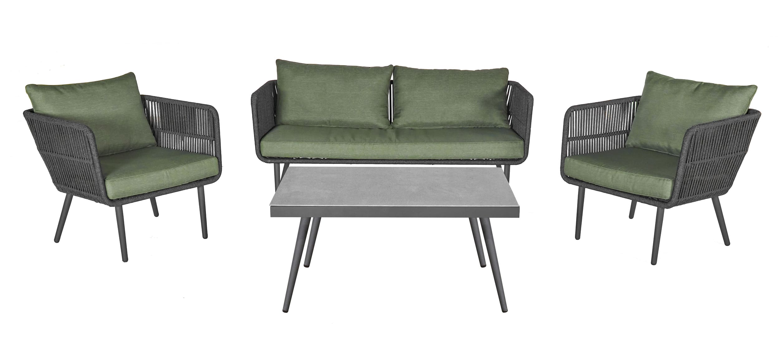 LC Garden Loungeset »Saigon« Rope 4tlg. Sitzgruppe Sitzgarnitur inkl. Loungetisch & 2x Relaxsessel