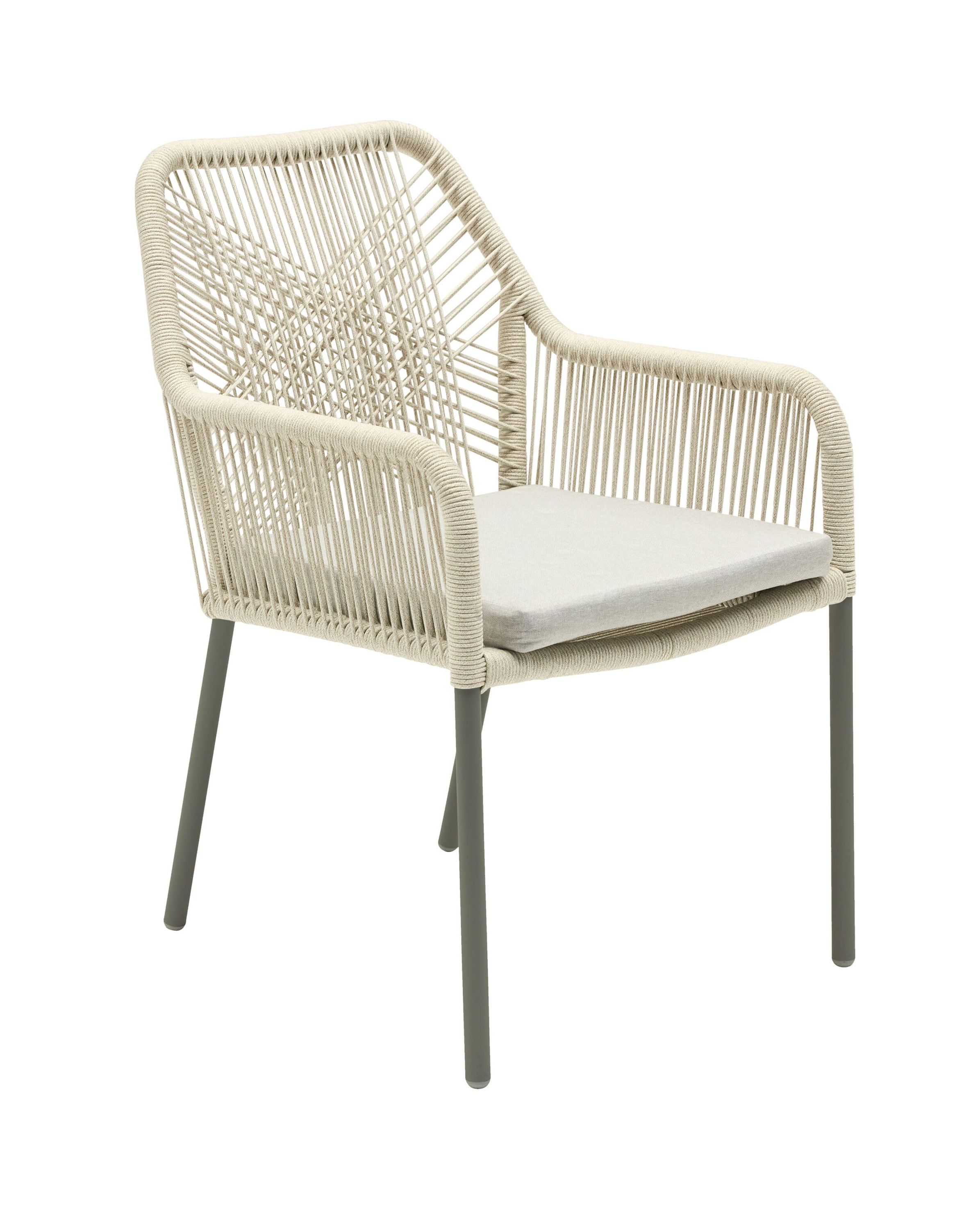 LC Garden »Stilo« Gartenstuhl Rope Natur Armlehnstuhl inkl. Sitzkissen