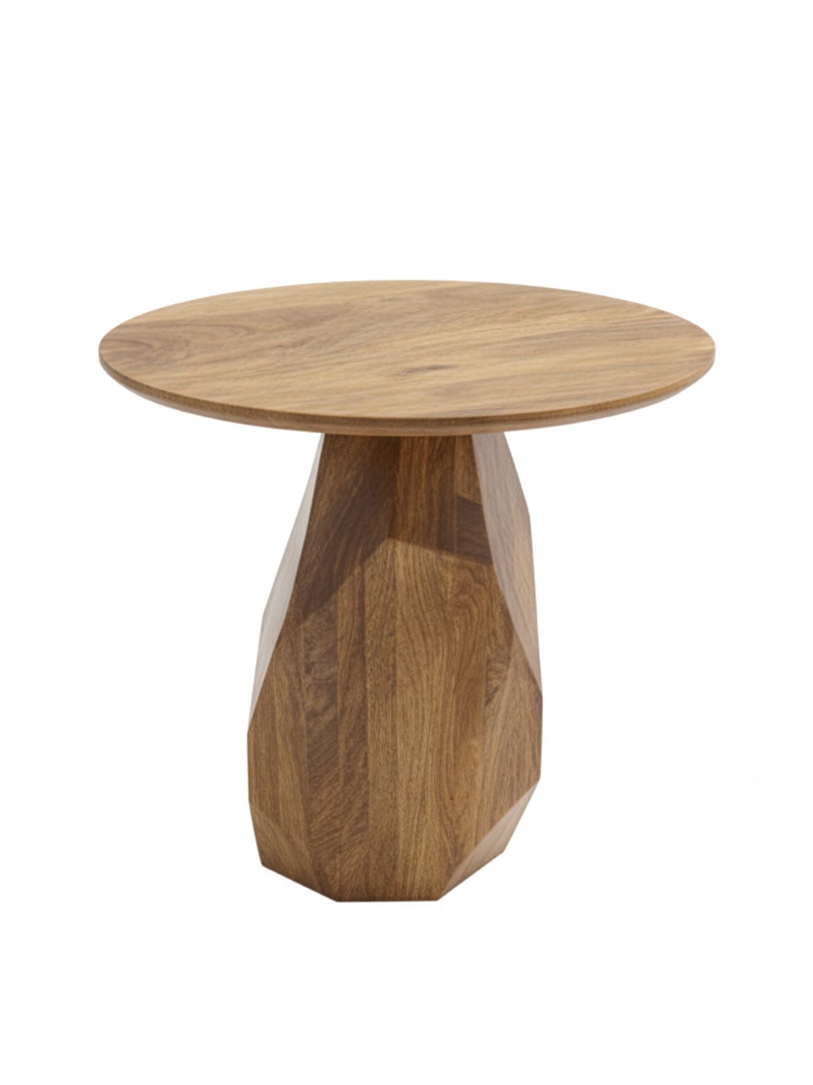 LC Home Beistelltisch »Aspen« Mangoholz massiv Runder Couchtisch Säulentisch Holztisch Geometrischer Fuß