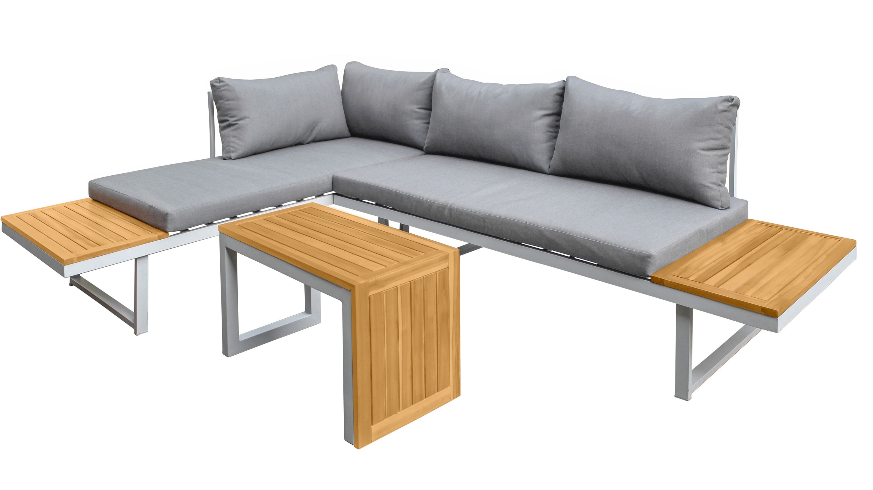 LC Garden »Sungardo« Gartenlounge Set 3tlg. weiß aus Aluminium Akazie