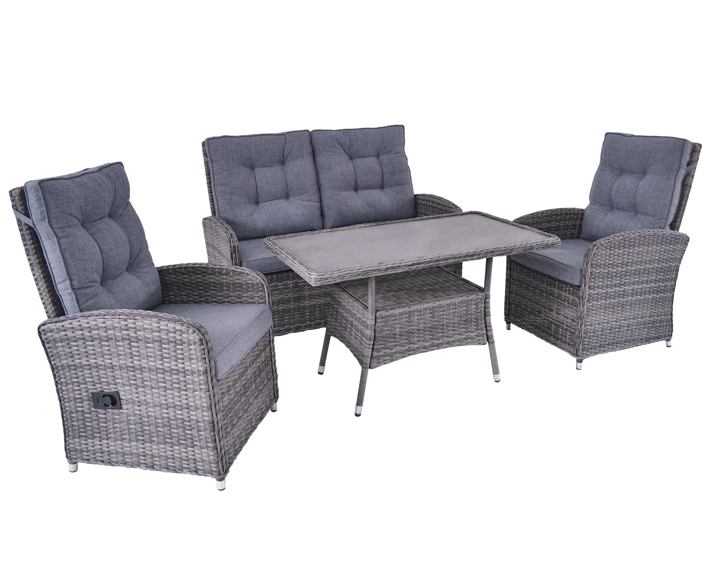 LC Garden »Bailado« Lounge Set 4-tlg. omega grau aus handgeflochtenem Polyrattan inkl. Sitzkissen