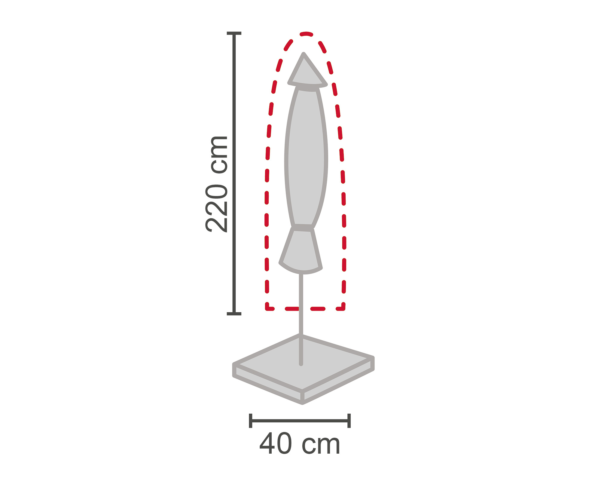 LC Garden Schutzhülle für Sonnenschirme M grau 40x220cm