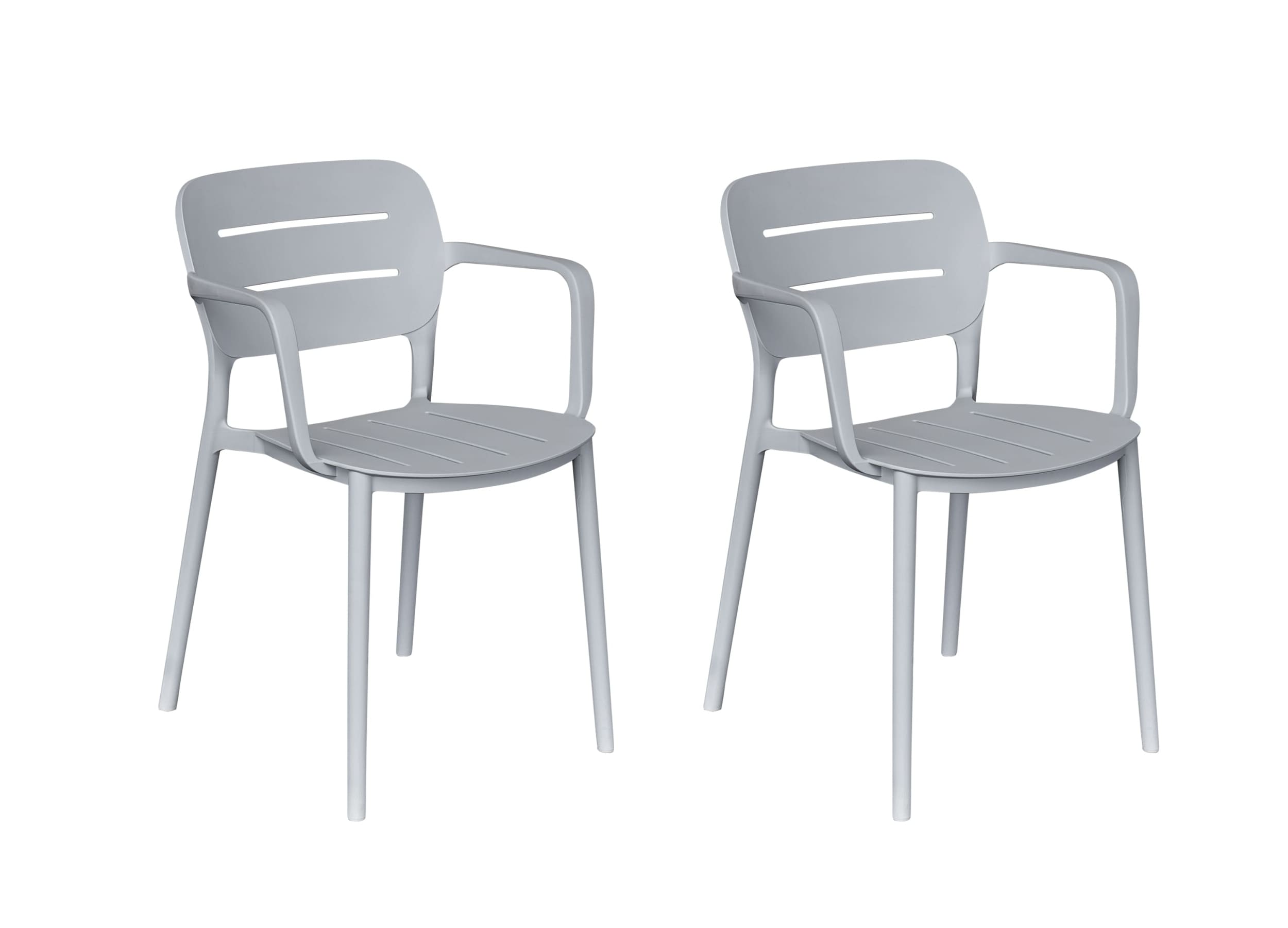 LC Garden »Veti« 2er Set Gartenstühle grau Stapelstühle Bistrostühle Kunststoff stapelbar