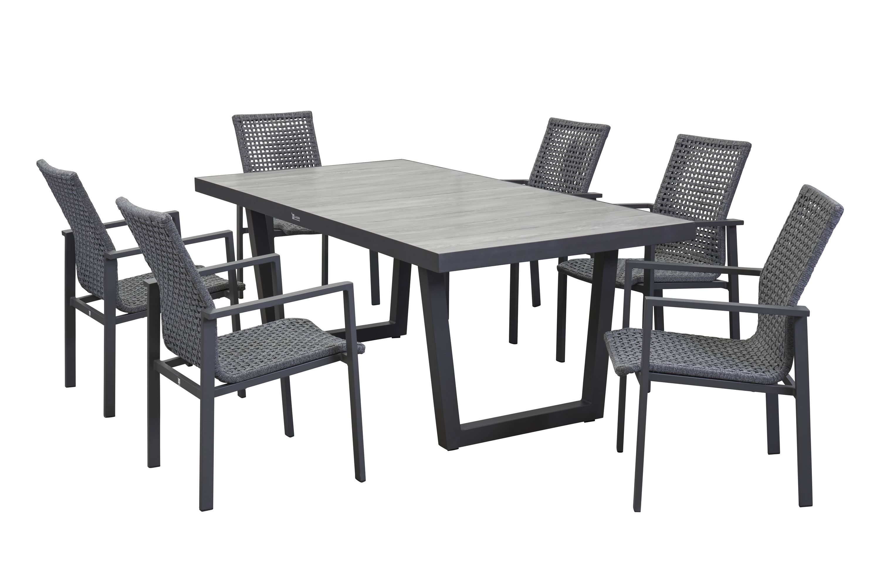 LC Garden »Unicamo Sunrope« Dining Set II Rope anthrazit 7tlg. Sitzgruppe Gartenset