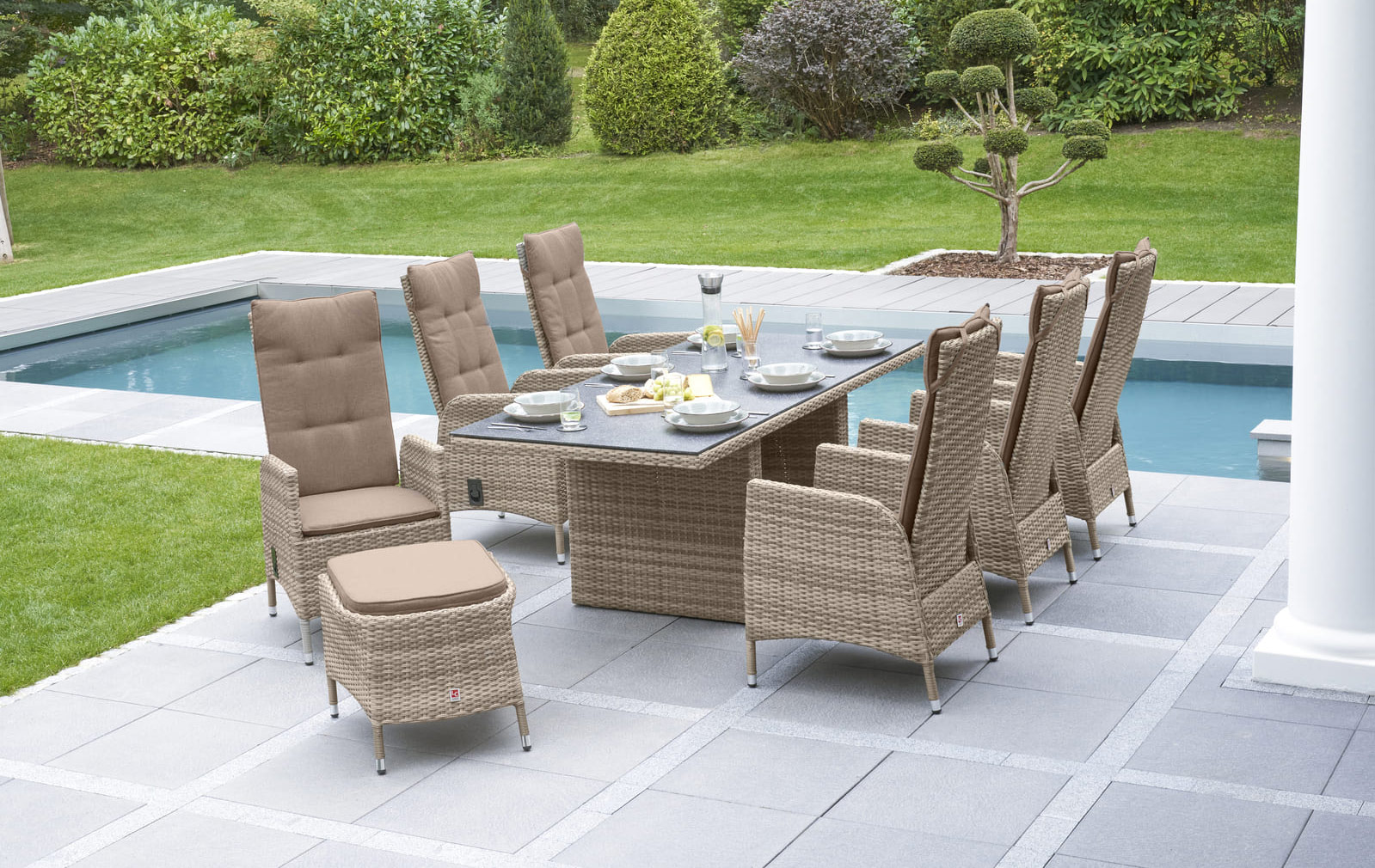 LC Garden »Roma« Turin Dining Set I 220cm Sitzgruppe Gartenset Gartenmöbel Set 