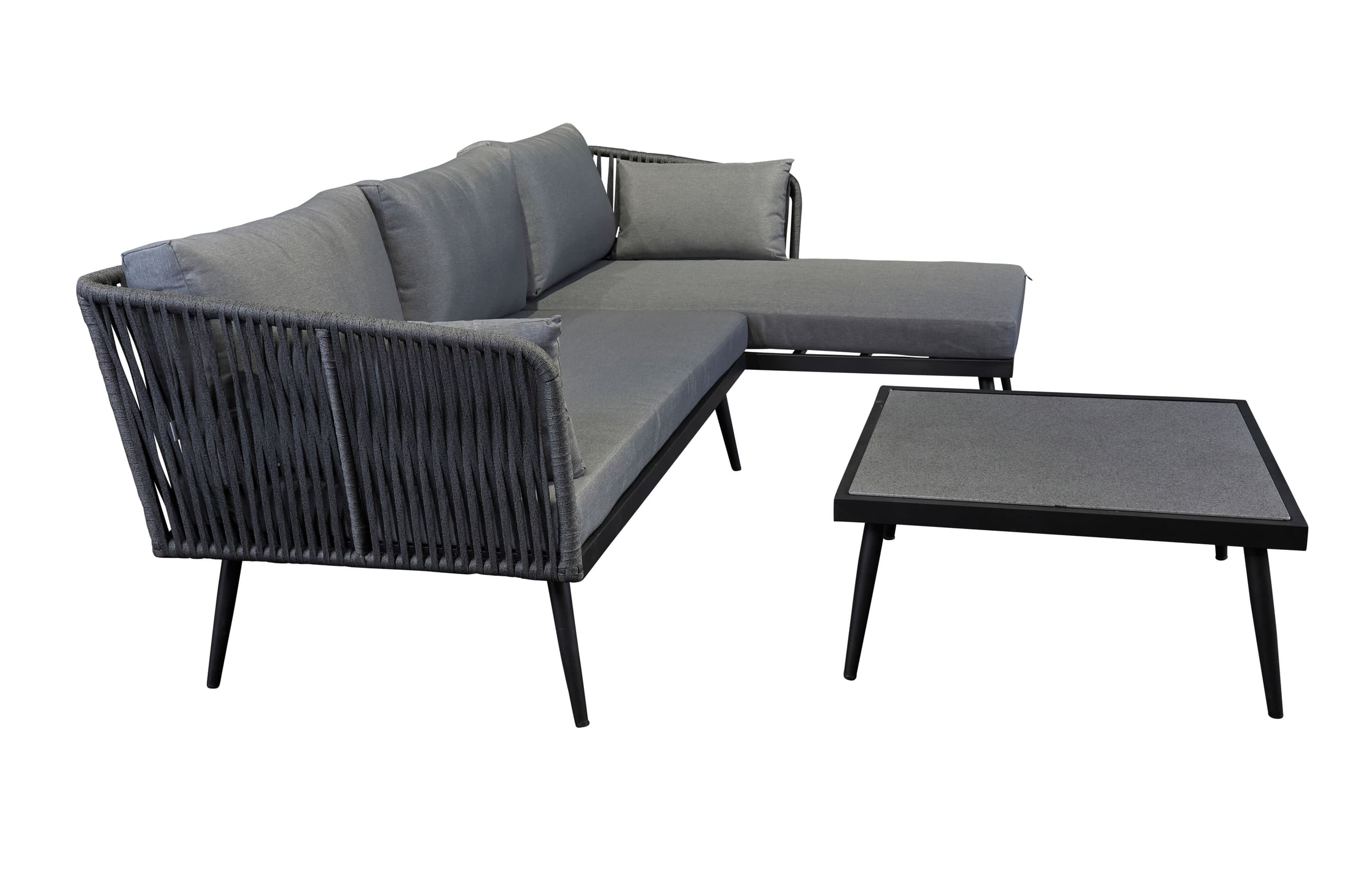 LC Garden »Sunrimo« Living Lounge Set Rope grau-mix Sitzgruppe 3-tlg. Loungeecke Sitzgarnitur