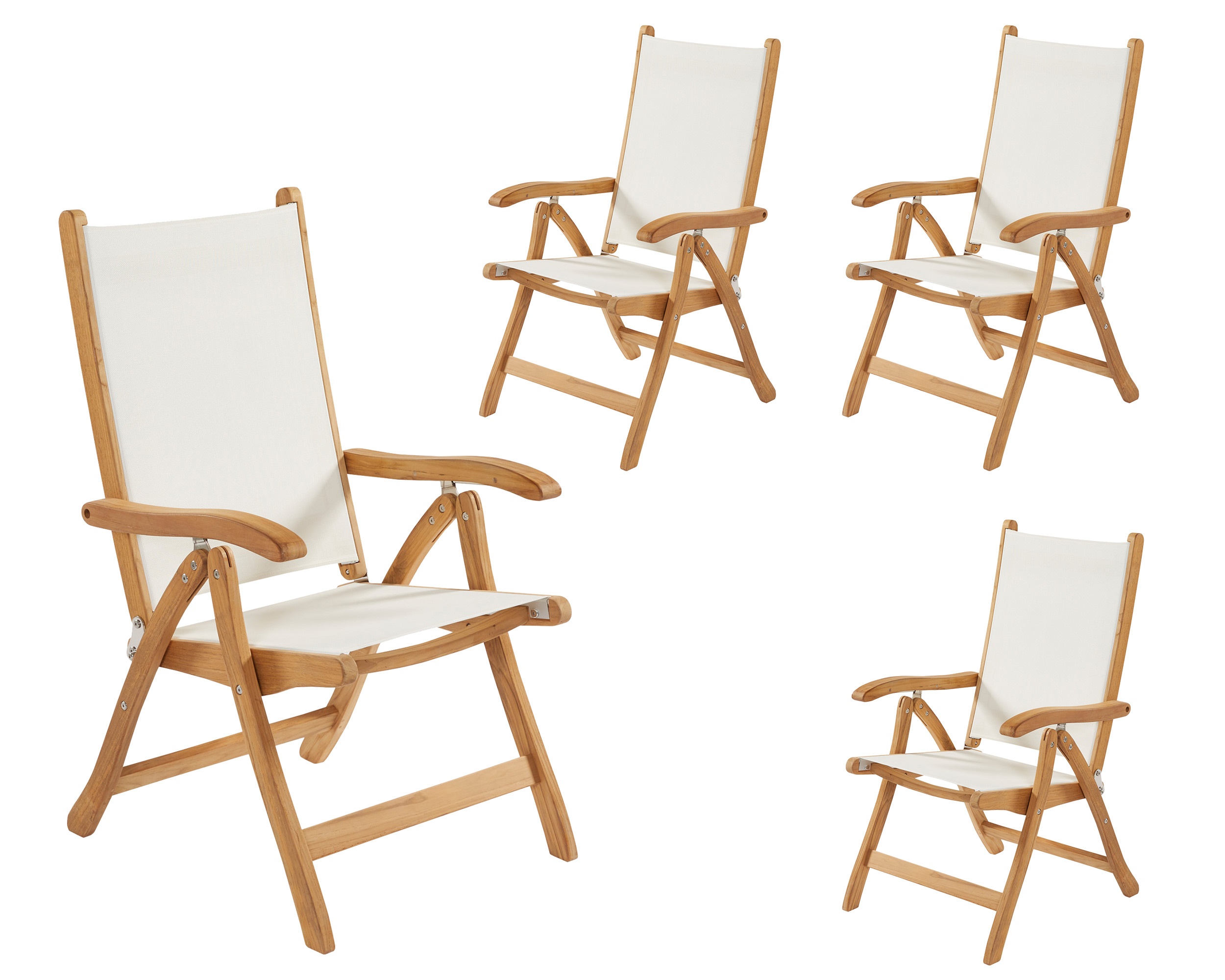 LC Garden »York« 4er Set Hochlehner Klappsessel weiß 60x65x105cm