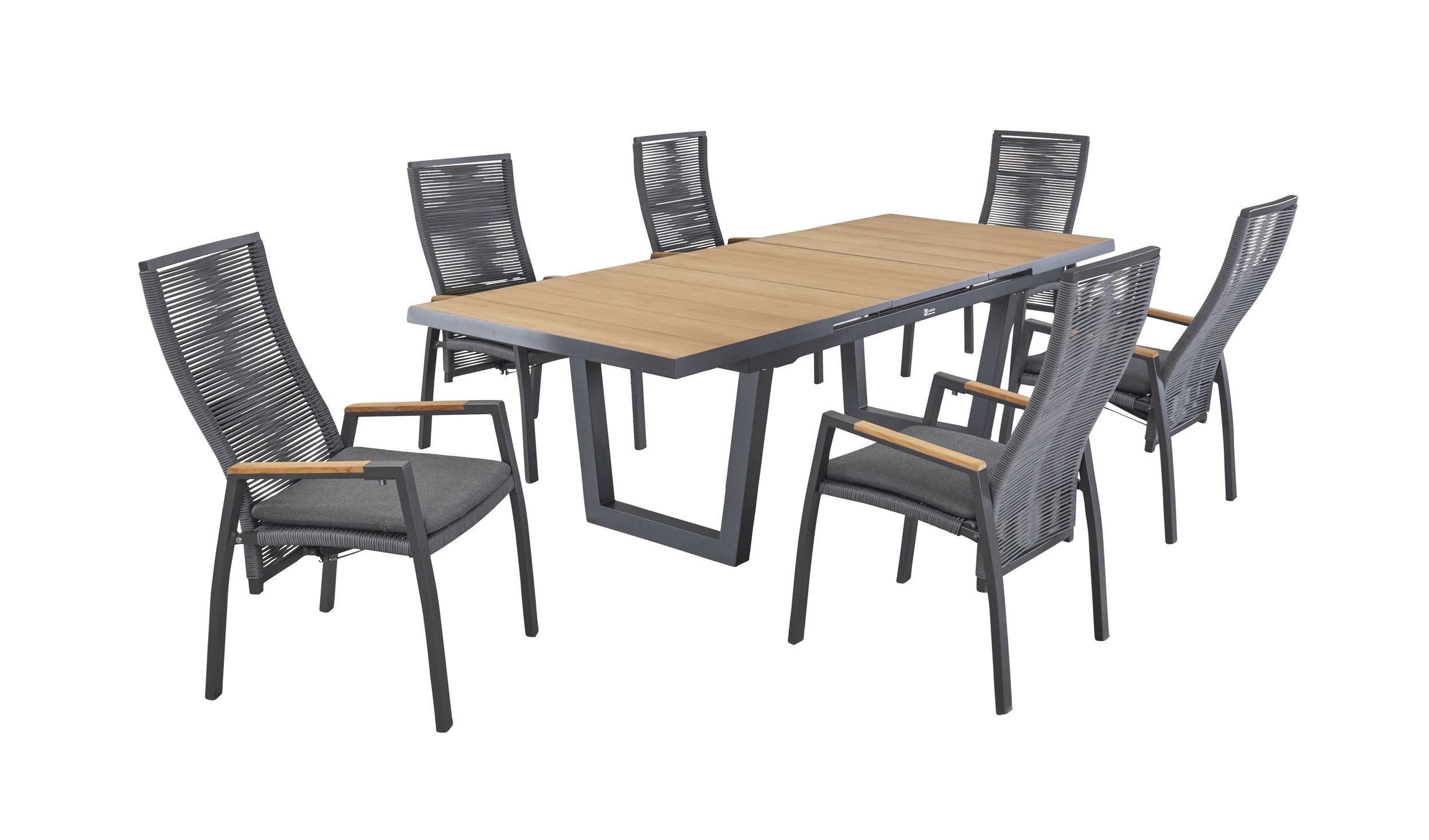 LC Garden »Kumaso« Dining Set IV 7tlg. Anthrazit Teakholz Esstischgruppe Gartenset