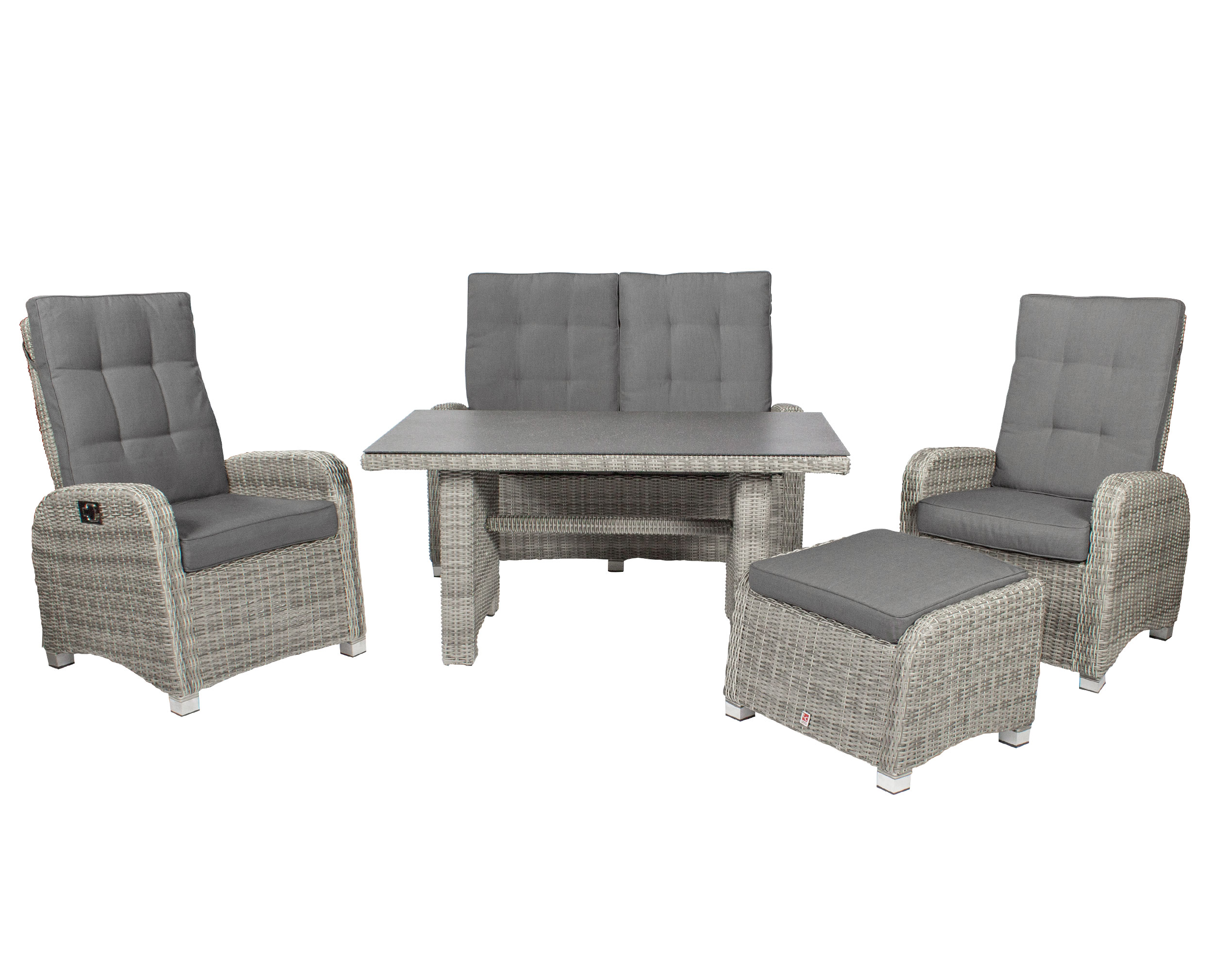 LC Garden »Bilbao« Living Set I grau Couchtisch + 2er Sofa + 2x Speisesessel + Fußhocker