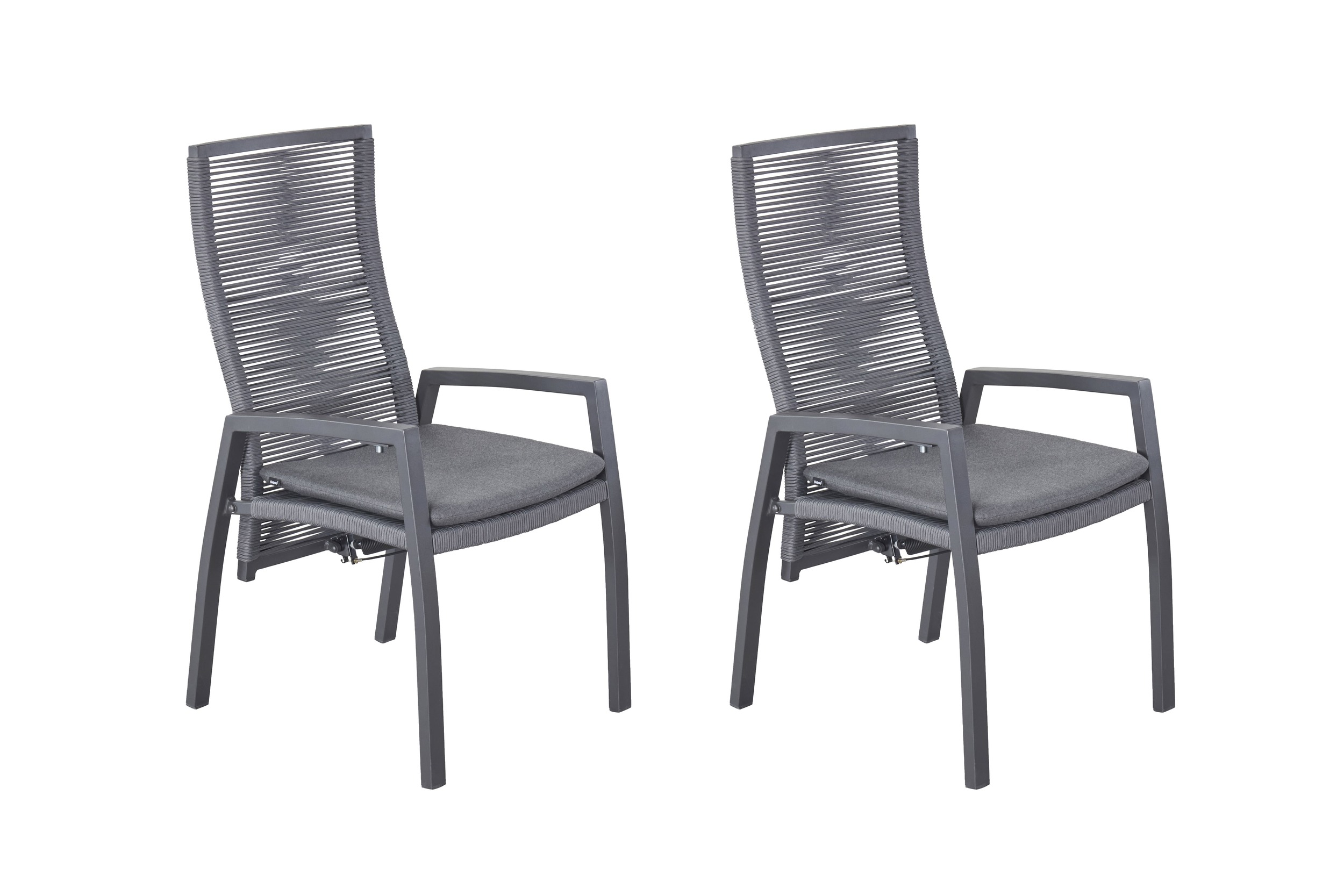 LC Garden 2er Set »Diwo« Gartenstuhl anthrazit/grau Aluminium/Rope Positionsstuhl mit Sitzkissen aus Sunbrella® Stoff