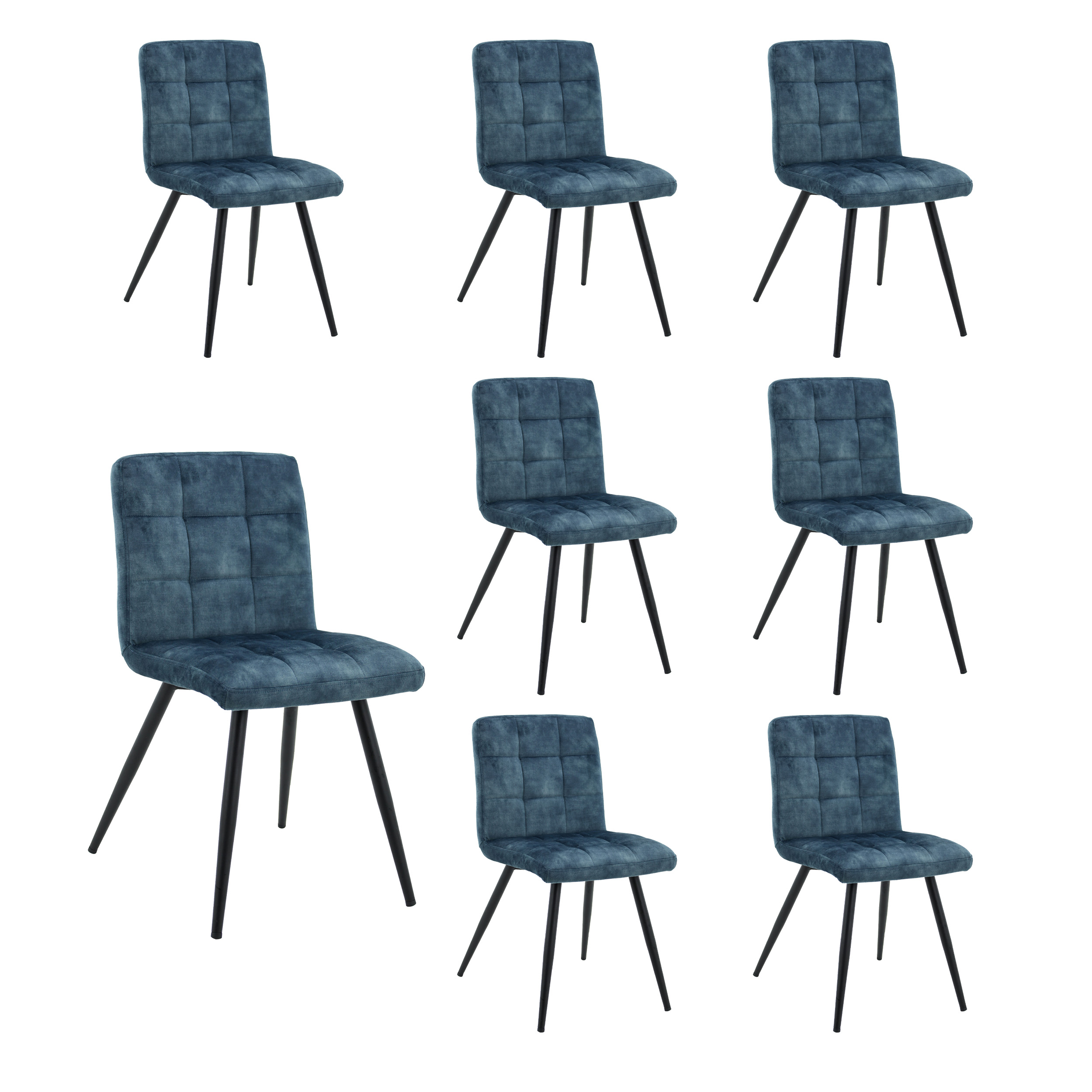 LC Home 8er Set »moderner« Esszimmerstuhl Samt blau 47x58,5x82,5cm Polsterstuhl