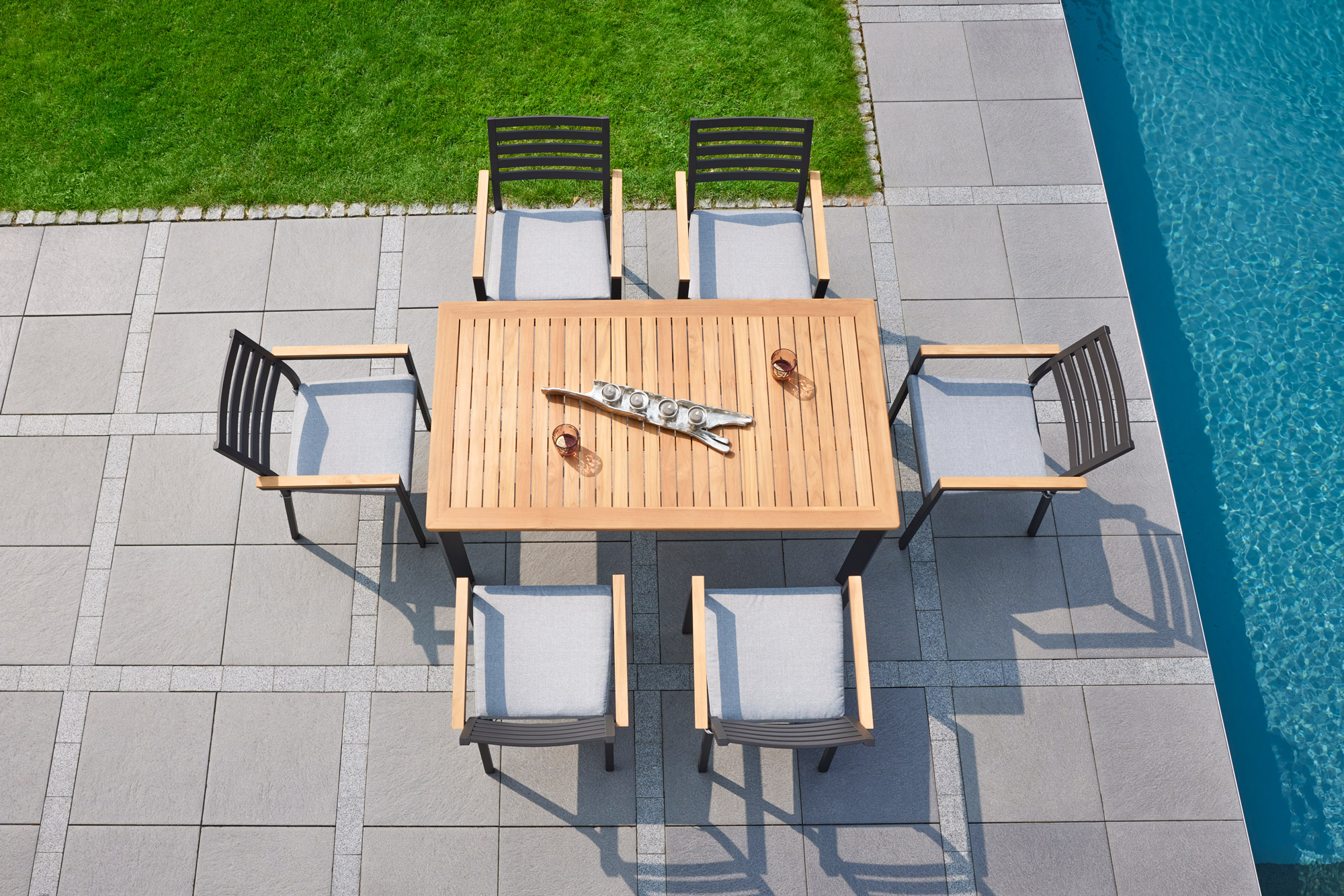 LC Garden »Welgardo« Dining Set V mit Teaktisch 200cm Gartenset Sitzgruppe anthrazit 7tlg.