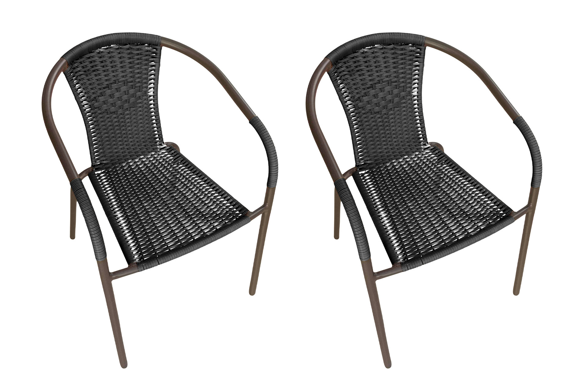LC Garden 2er Set »Garvista« Gartenstuhl braun/schwarz Metall/PE-Rattan Stapelstuhl Bistrostuhl  