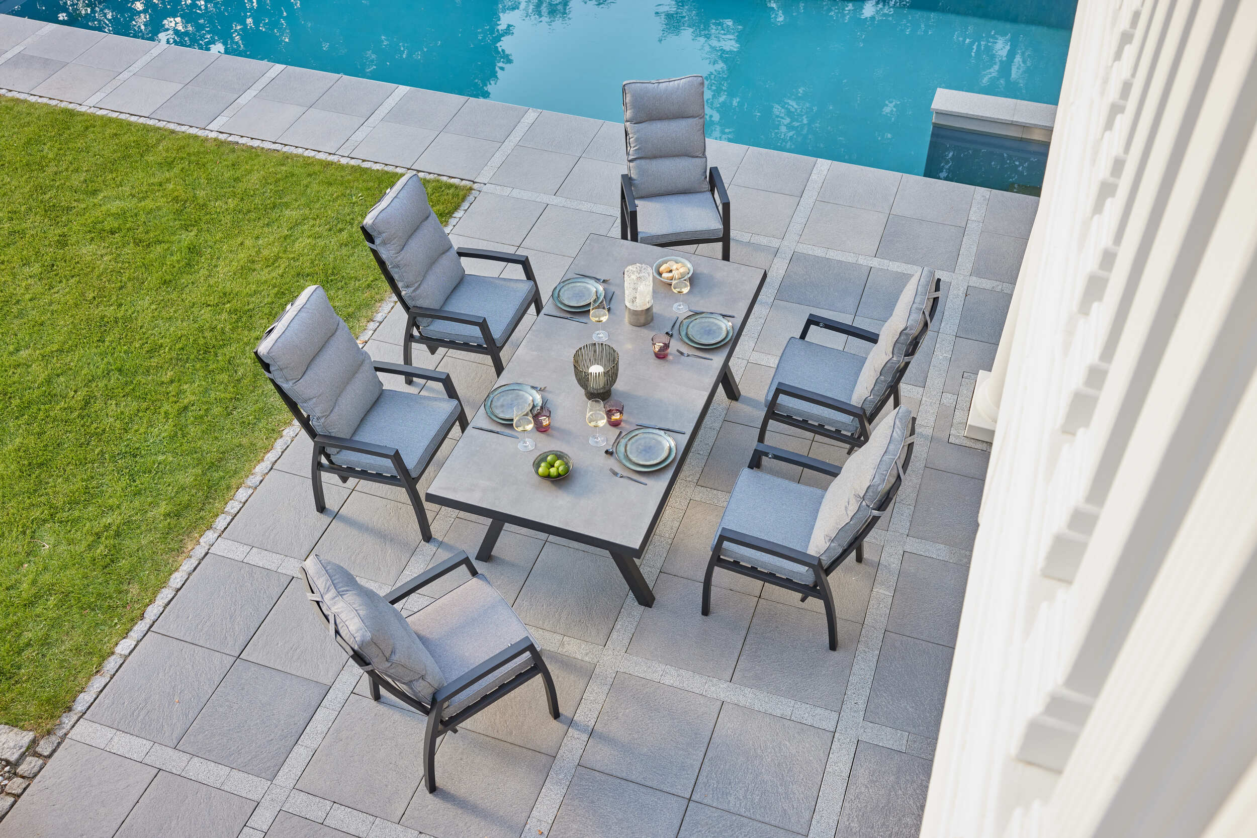LC Garden »Sondrino« Dining Keramik Esstisch Stativ-Fuß schwarz 200x100x75cm Gartentisch