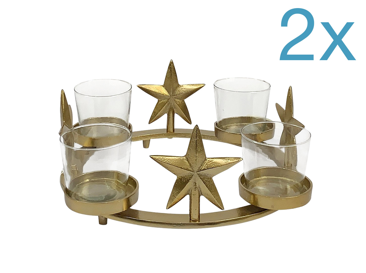 LC Home »2er Set Sternekranz« gold 45x45x17cm Teelichthalter