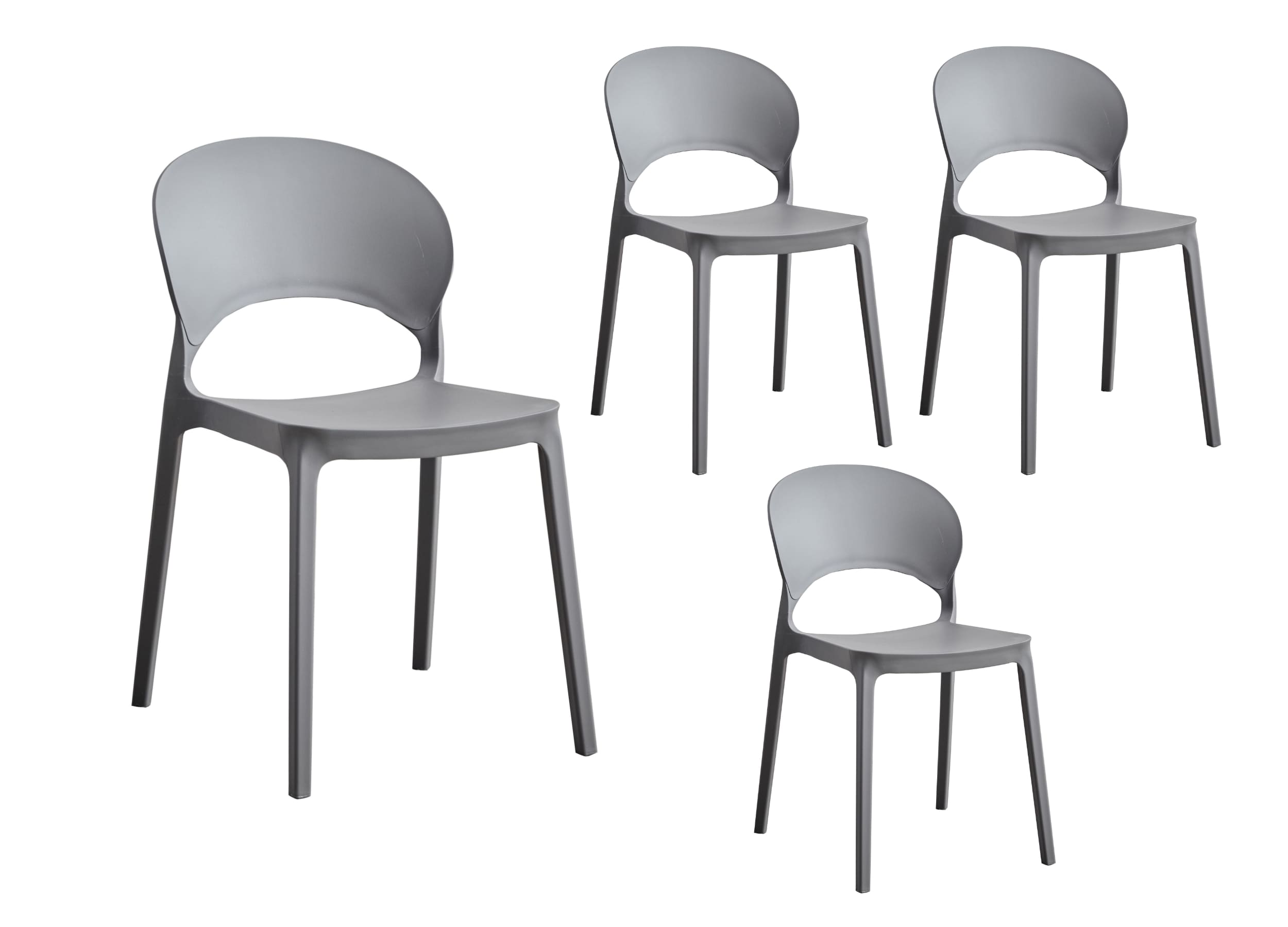 LC Garden »Vini« 4er Set Gartenstühle anthrazit Stapelstühle Bistrostühle Kunststoff stapelbar